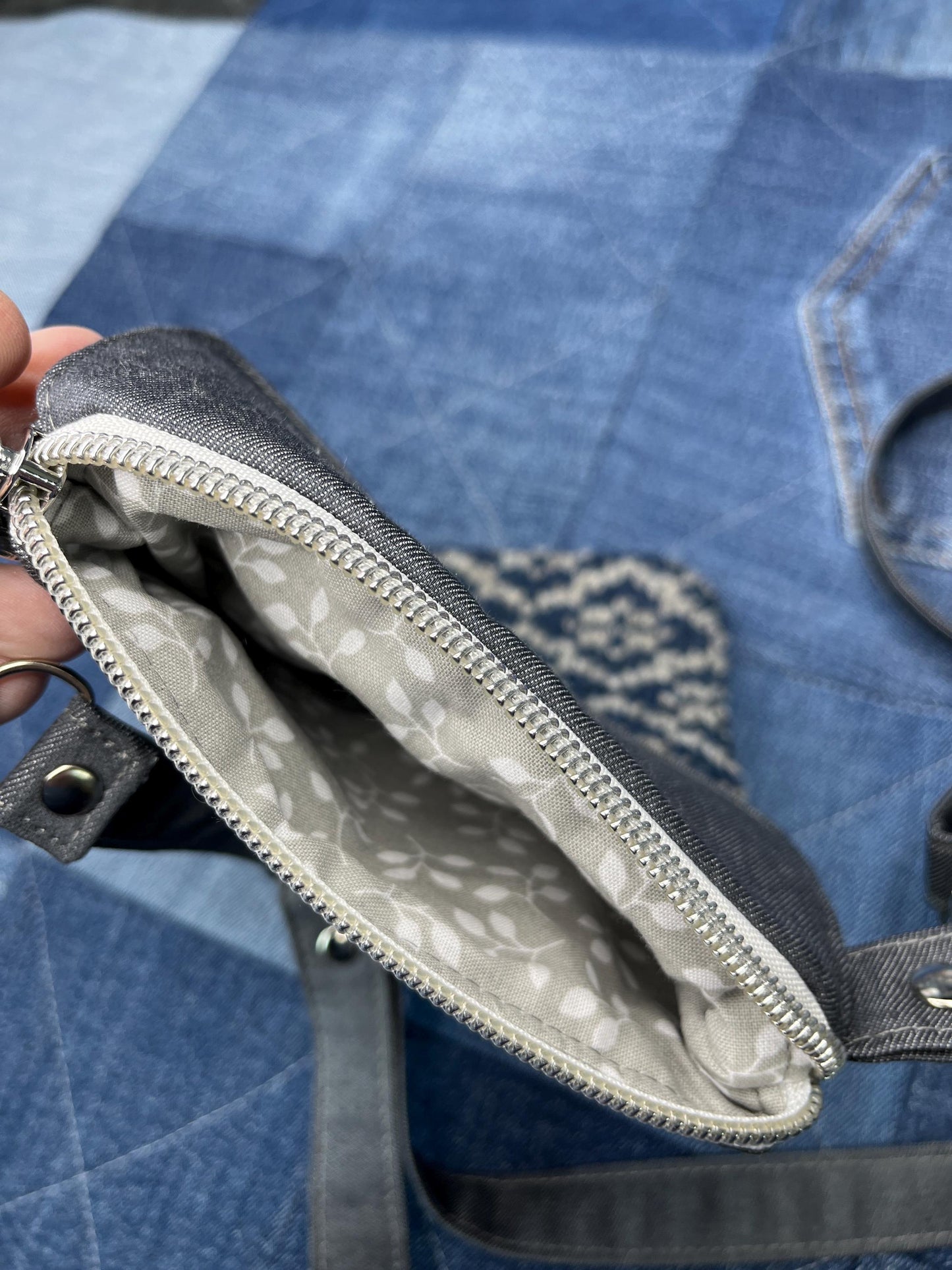 Blue Grey Shetland Wool Denim Mini Crossbody Bag - Uphouse Crafts