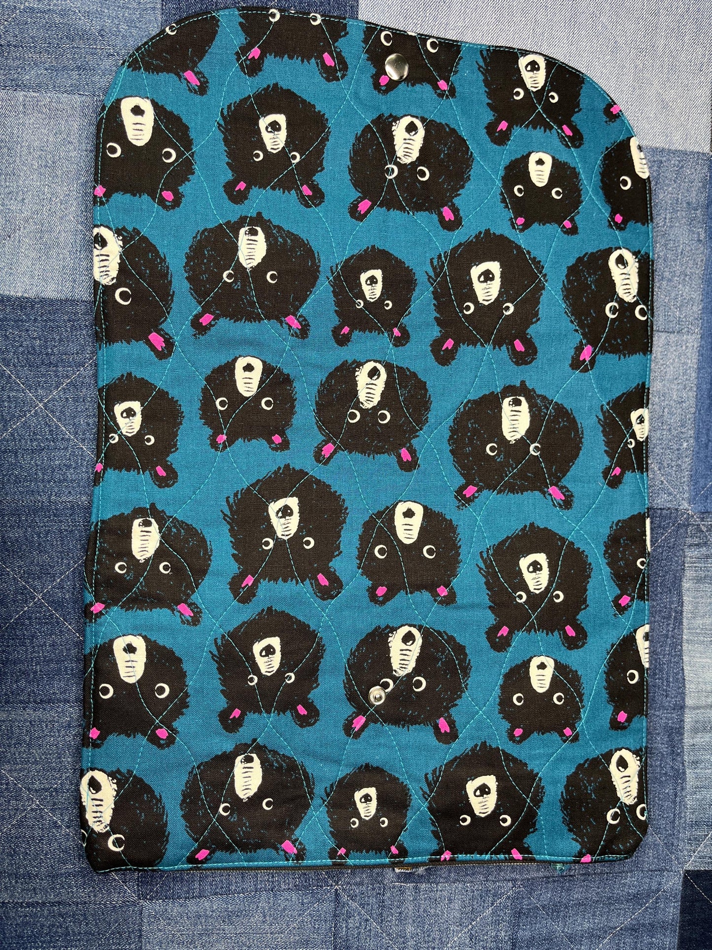 Blue Teal Teddy Bear Knitting Needle Case & Zip Pouch - Uphouse Crafts