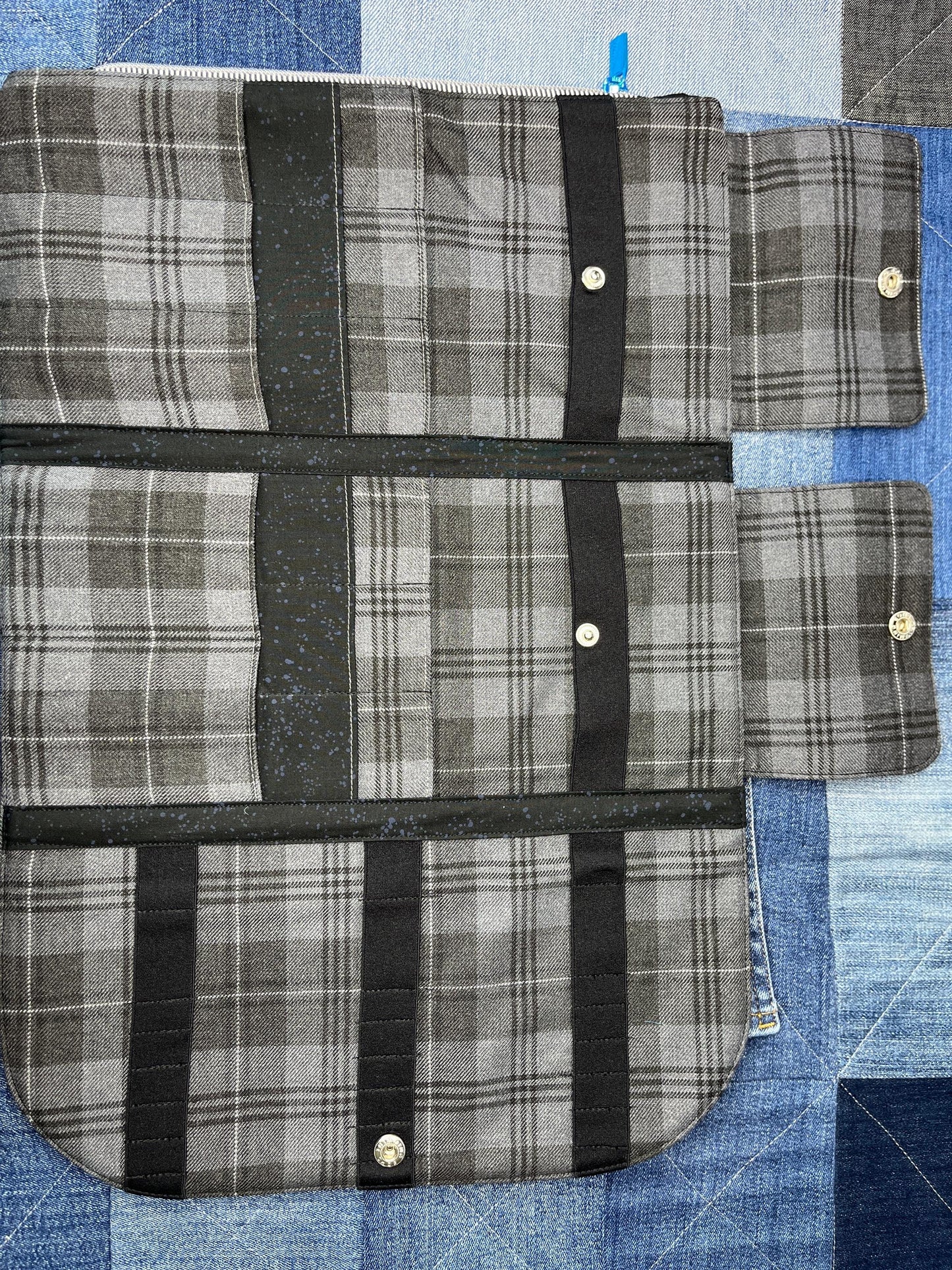 Grey Black Tartan Knitting Needle Case & Zip Pouch - Uphouse Crafts