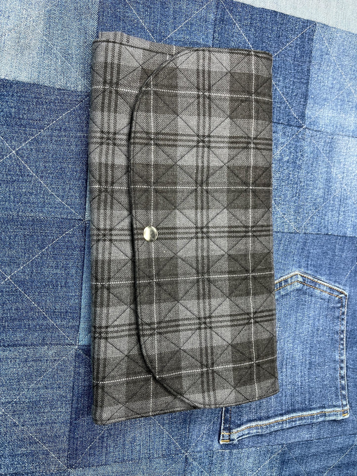 Grey Black Tartan Knitting Needle Case & Zip Pouch - Uphouse Crafts