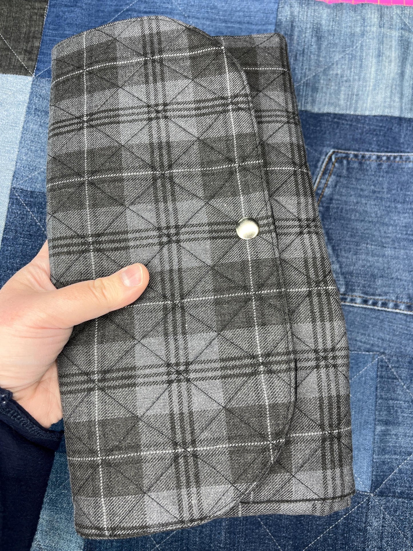 Grey Black Tartan Knitting Needle Case & Zip Pouch - Uphouse Crafts