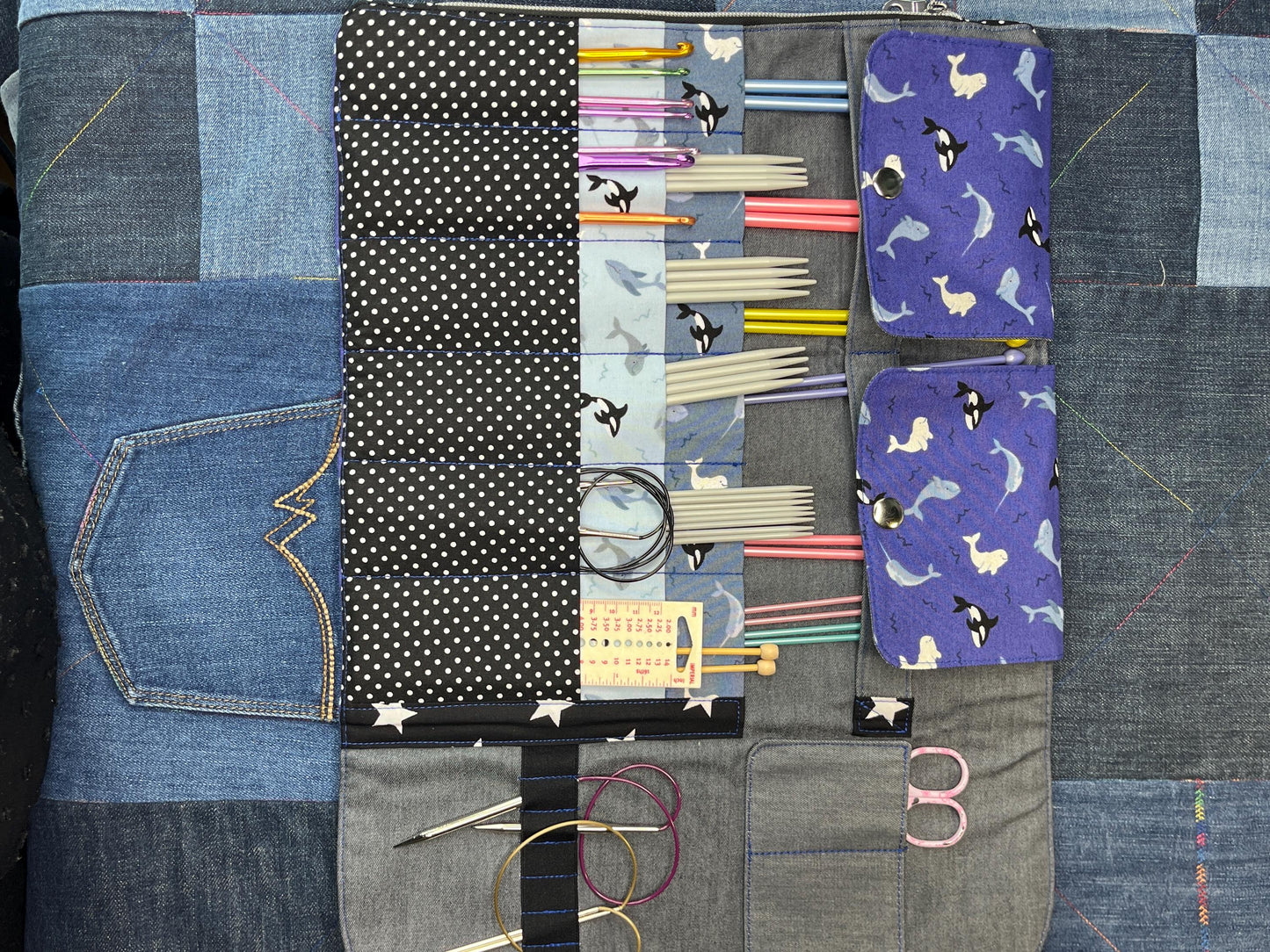 Orca Knitting Needle Case & Zip Pouch - Uphouse Crafts