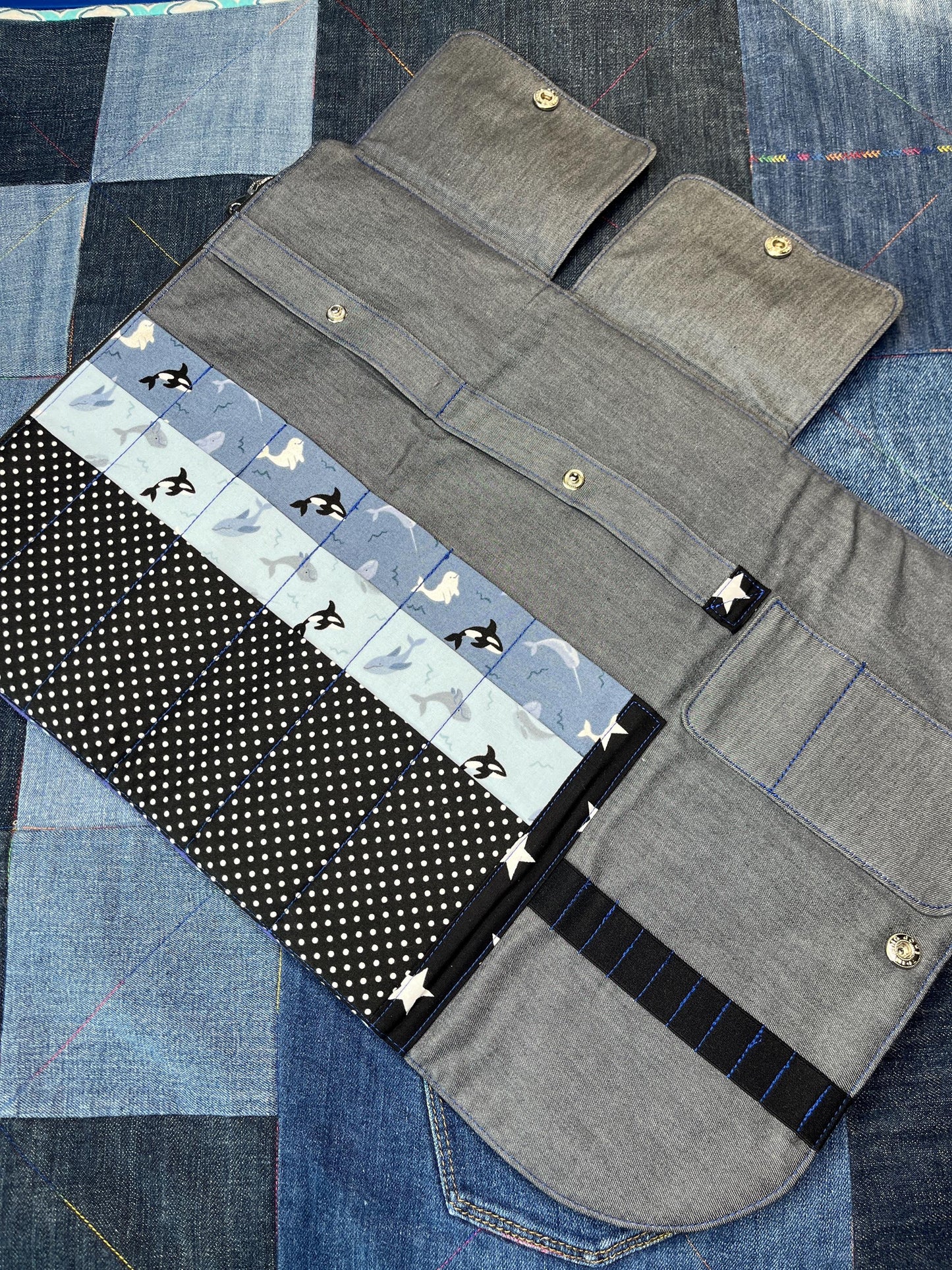 Orca Knitting Needle Case & Zip Pouch - Uphouse Crafts