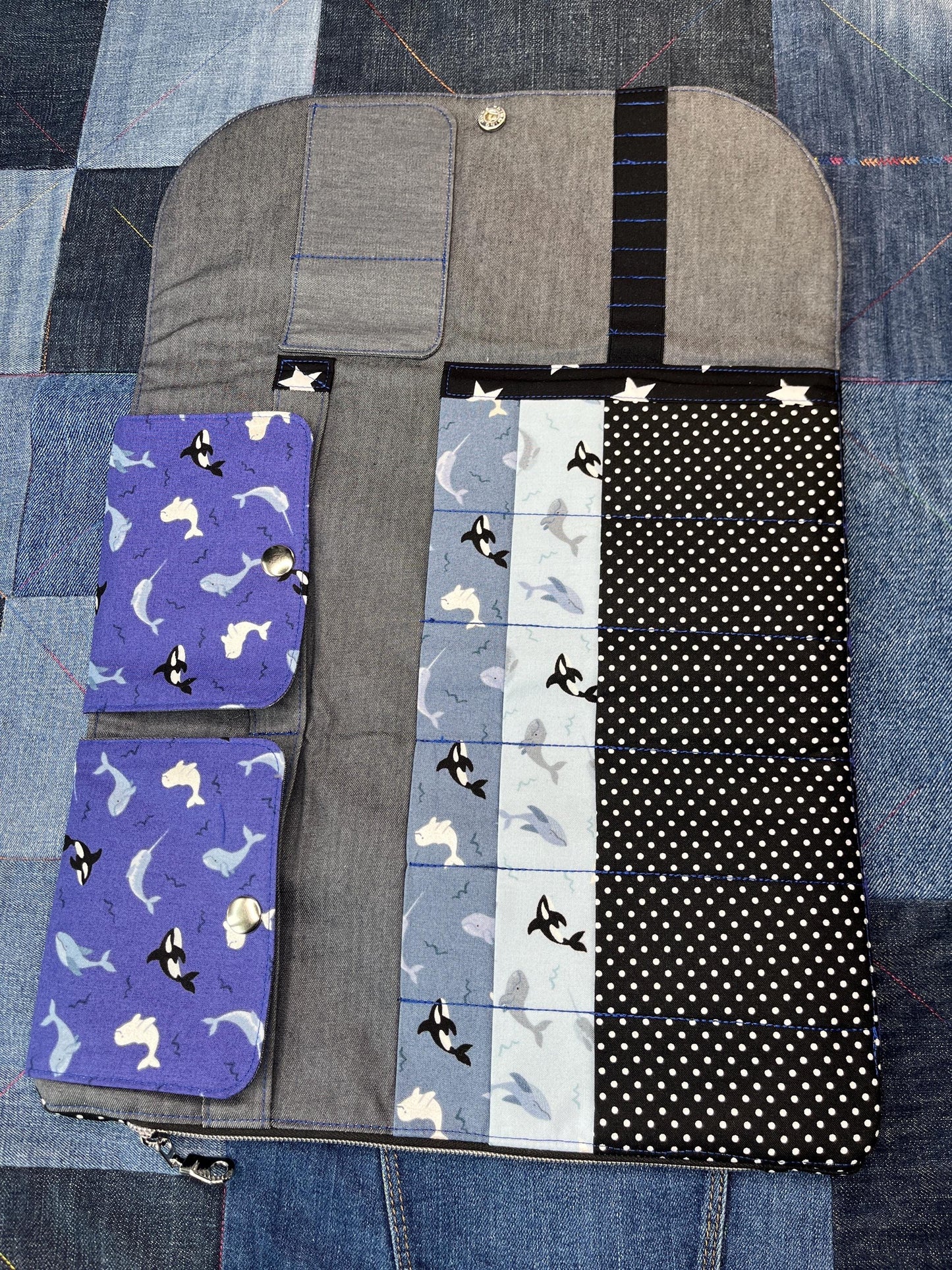 Orca Knitting Needle Case & Zip Pouch - Uphouse Crafts