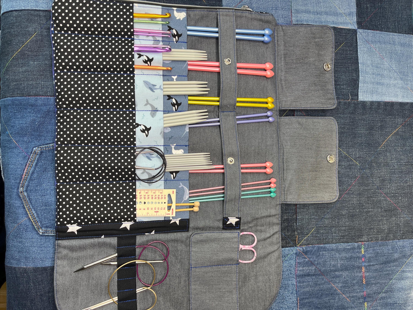Orca Knitting Needle Case & Zip Pouch - Uphouse Crafts
