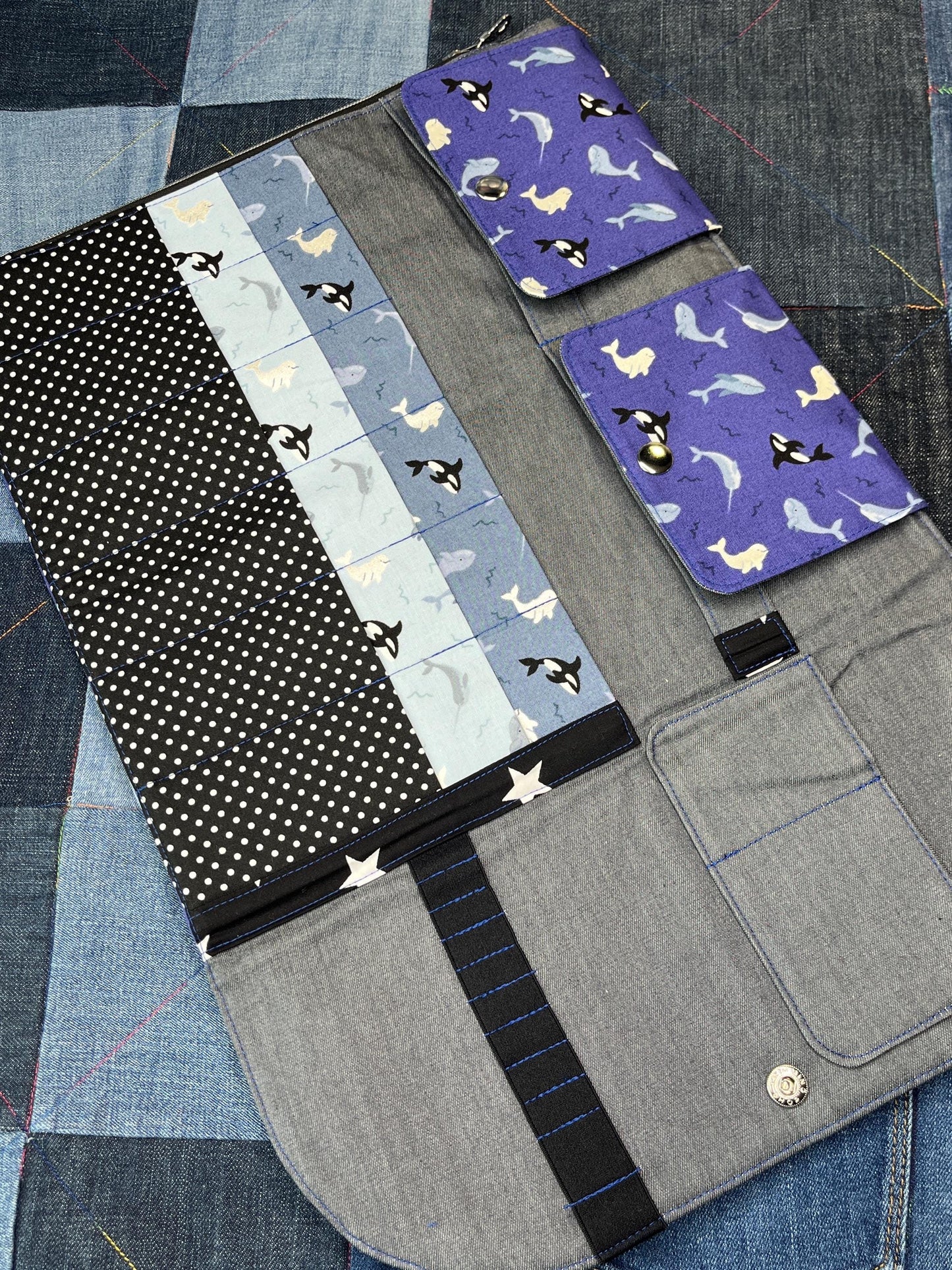 Orca Knitting Needle Case & Zip Pouch - Uphouse Crafts