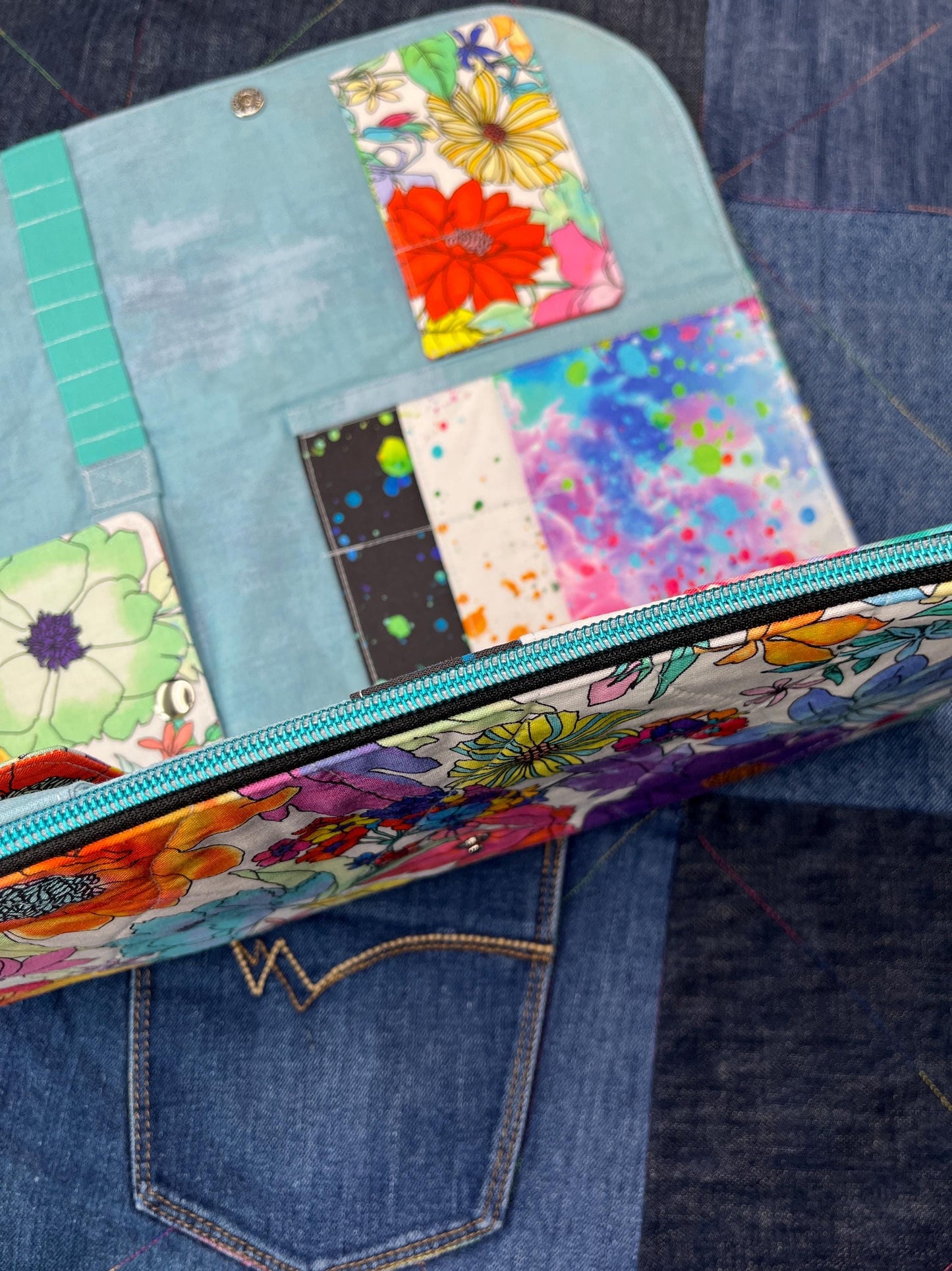 Rainbow Floral Knitting Needle Case & Zip Pouch - Uphouse Crafts