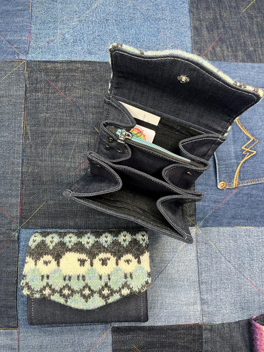 Aqua Grey Sheep Wool Purse - Uphouse Crafts