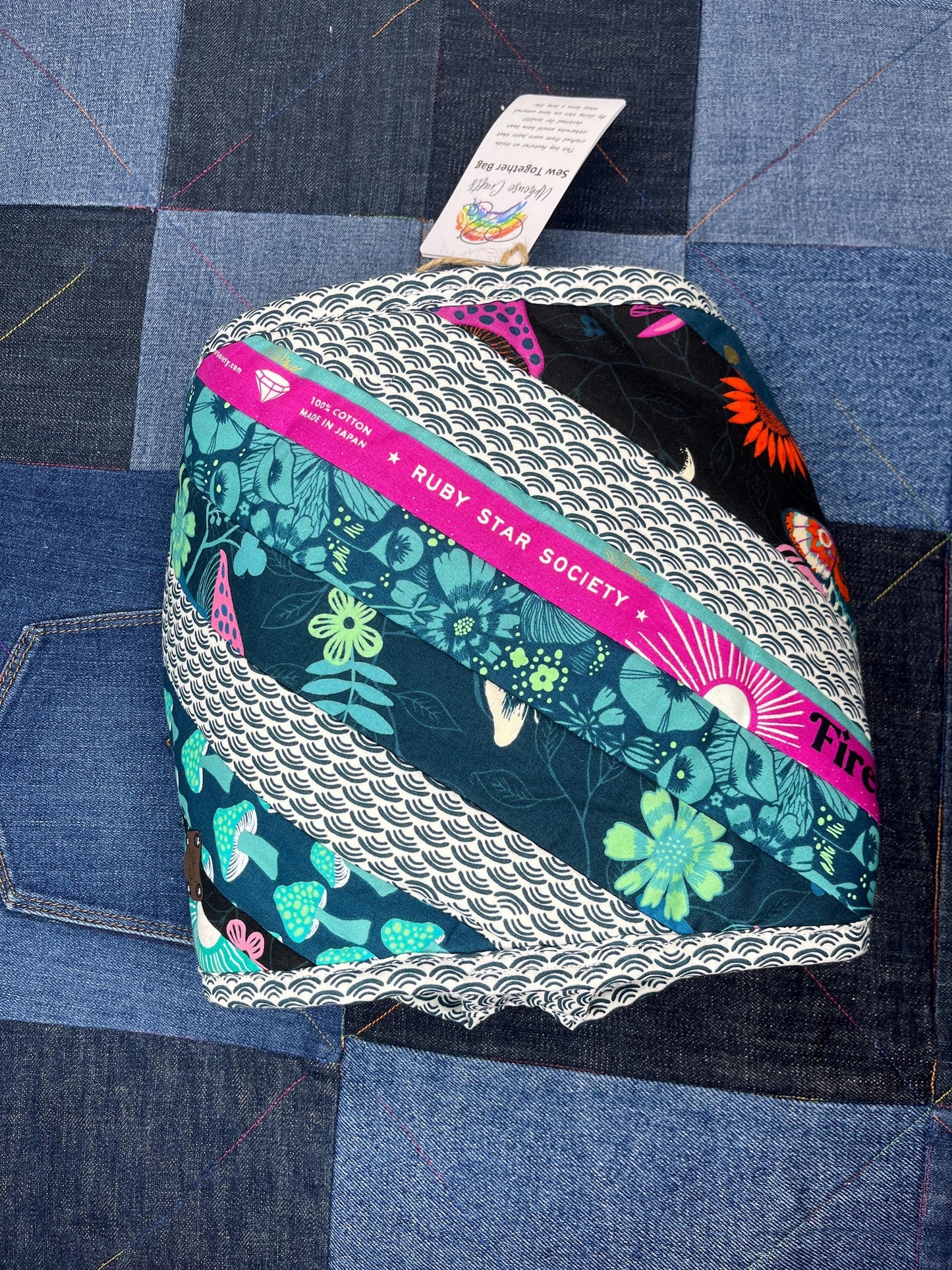 Aqua Teal Pink Sew Together Bag - Uphouse Crafts