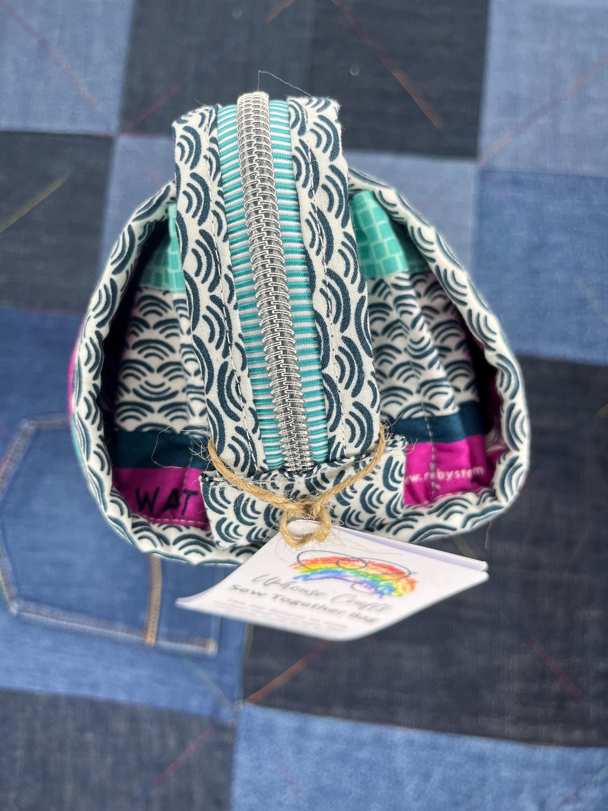 Aqua Teal Pink Sew Together Bag - Uphouse Crafts