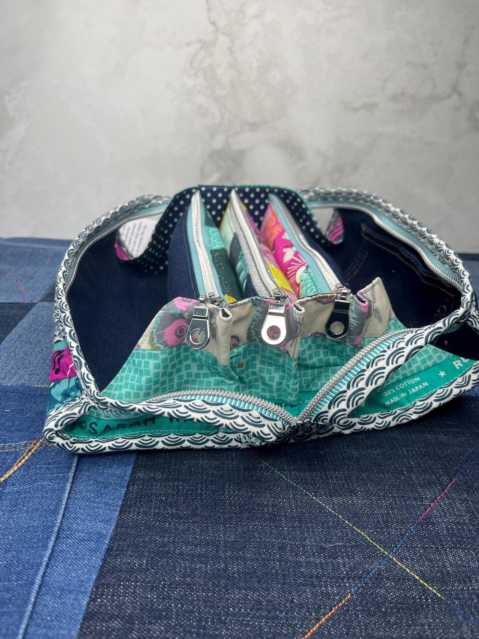 Aqua Teal Pink Sew Together Bag - Uphouse Crafts