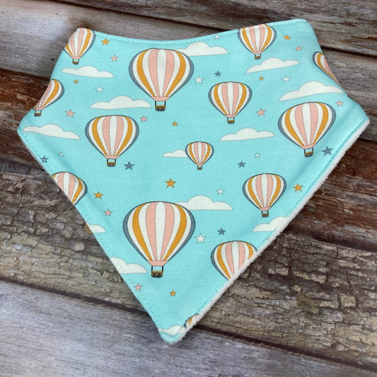 Baby Dribble Bandana Bib 0 - 12 months - Blue Air Balloon - Uphouse Crafts