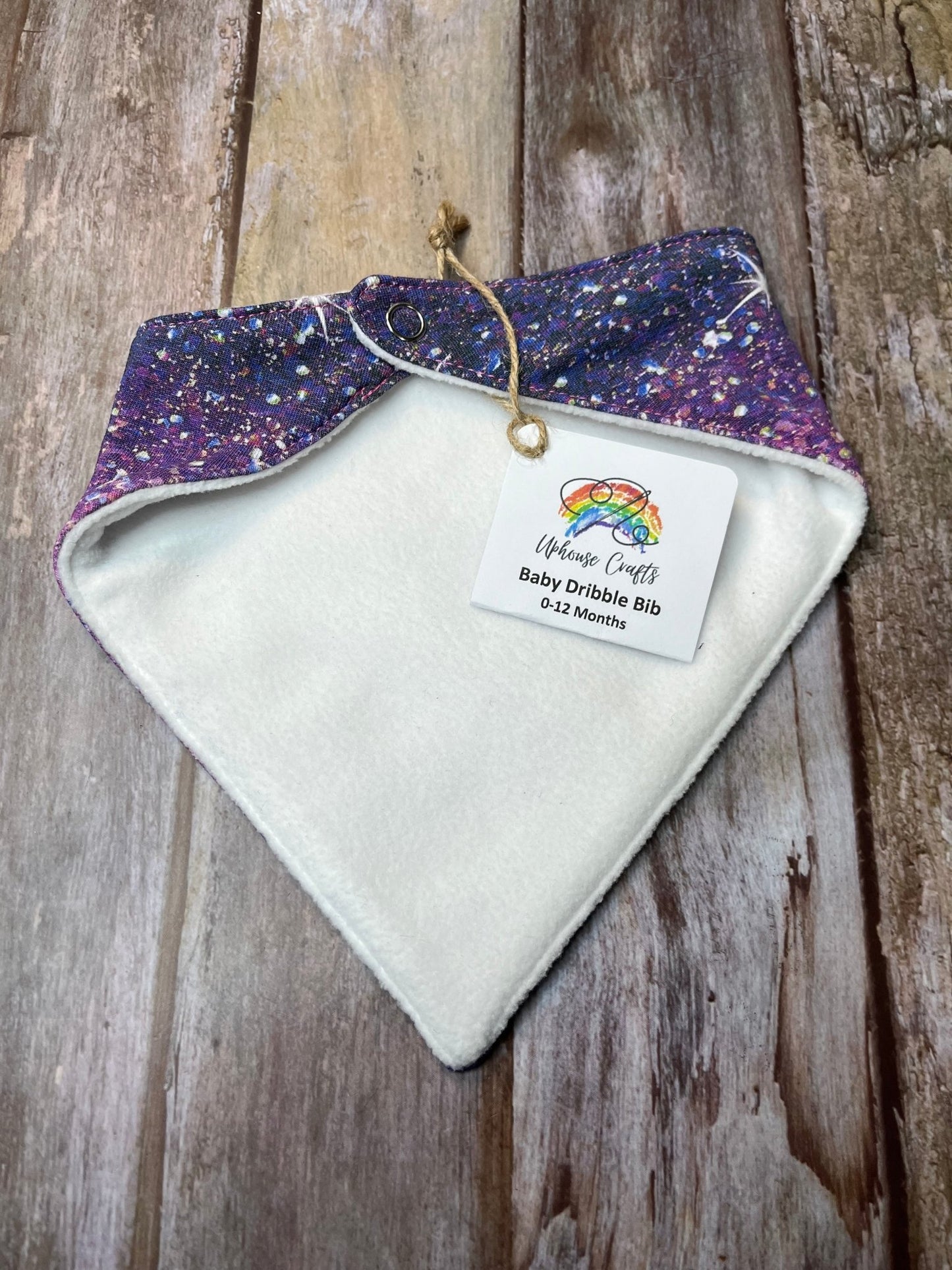 Baby Dribble Bandana Bib 0 - 12 months - Purple Pink Sparkle Glitter Effect - Uphouse Crafts