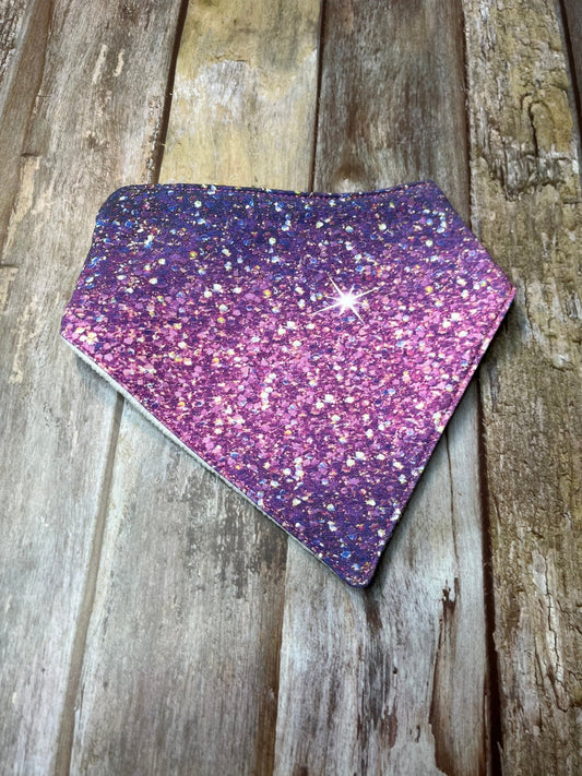 Baby Dribble Bandana Bib 0 - 12 months - Purple Pink Sparkle Glitter Effect - Uphouse Crafts