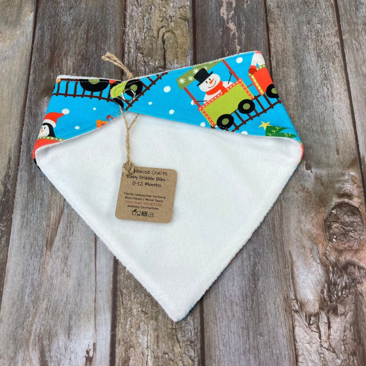 Baby Dribble Bandana Bib 0 - 12 months - Santa Train - Uphouse Crafts