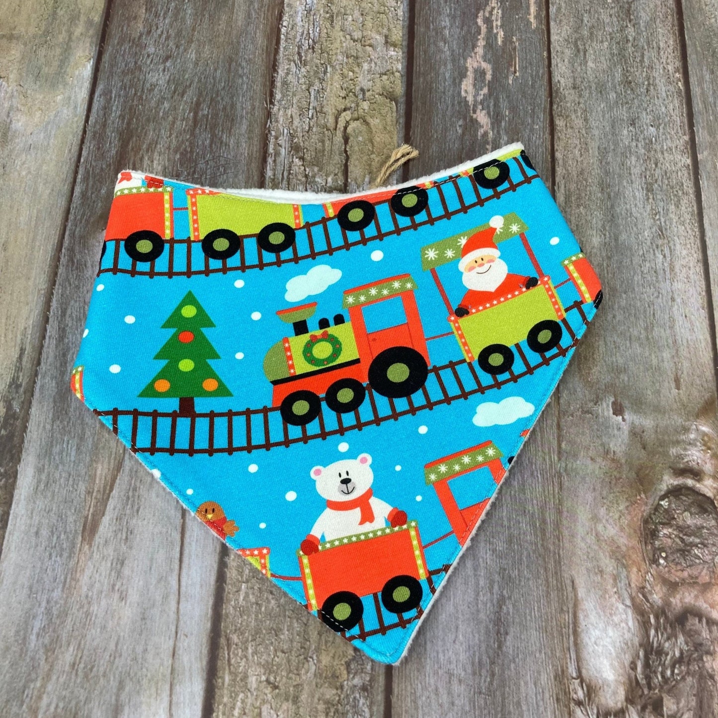 Baby Dribble Bandana Bib 0 - 12 months - Santa Train - Uphouse Crafts