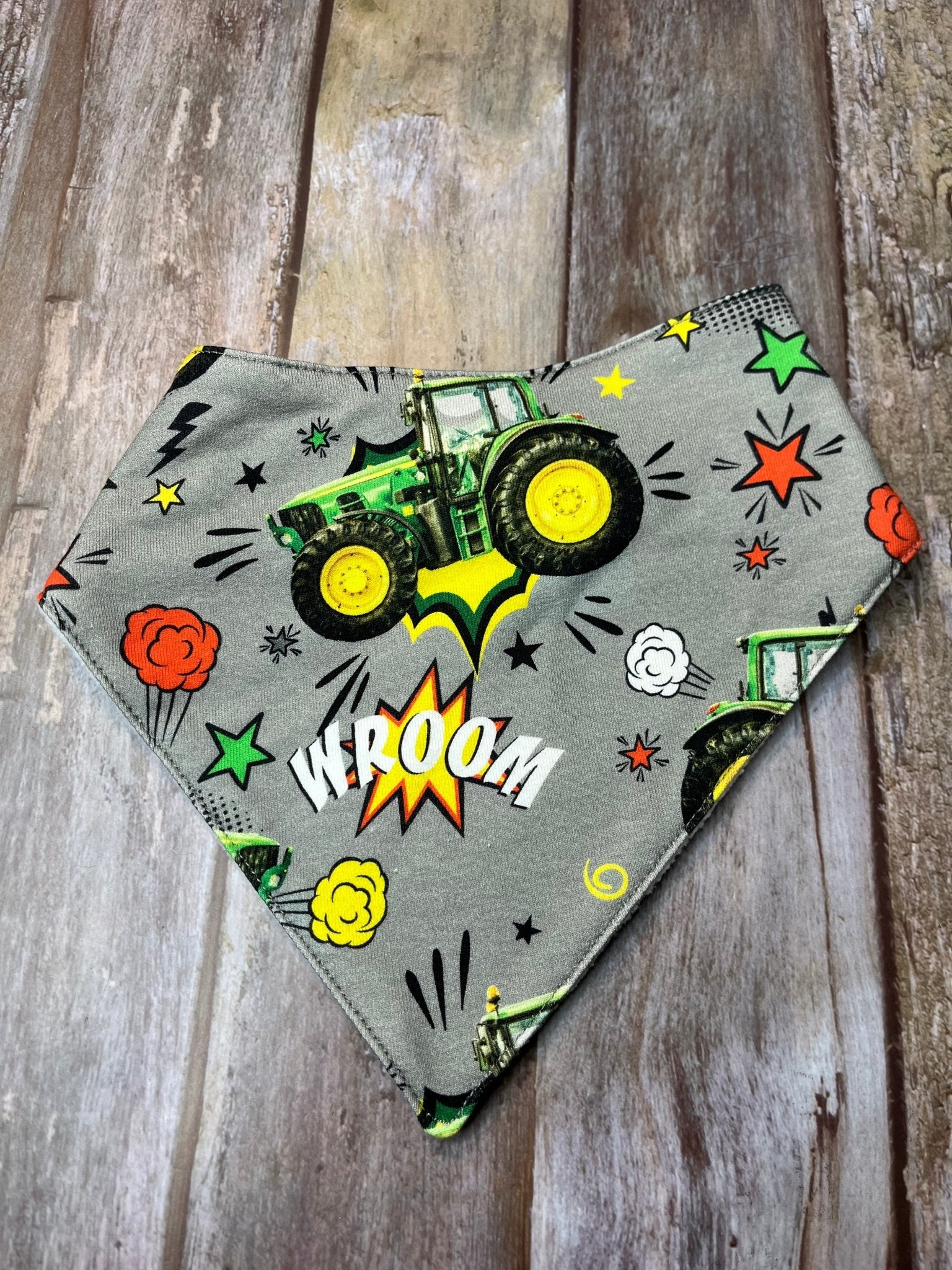 Baby Dribble Bandana Bib 0 - 12 months - Tractor Wroom - Uphouse Crafts