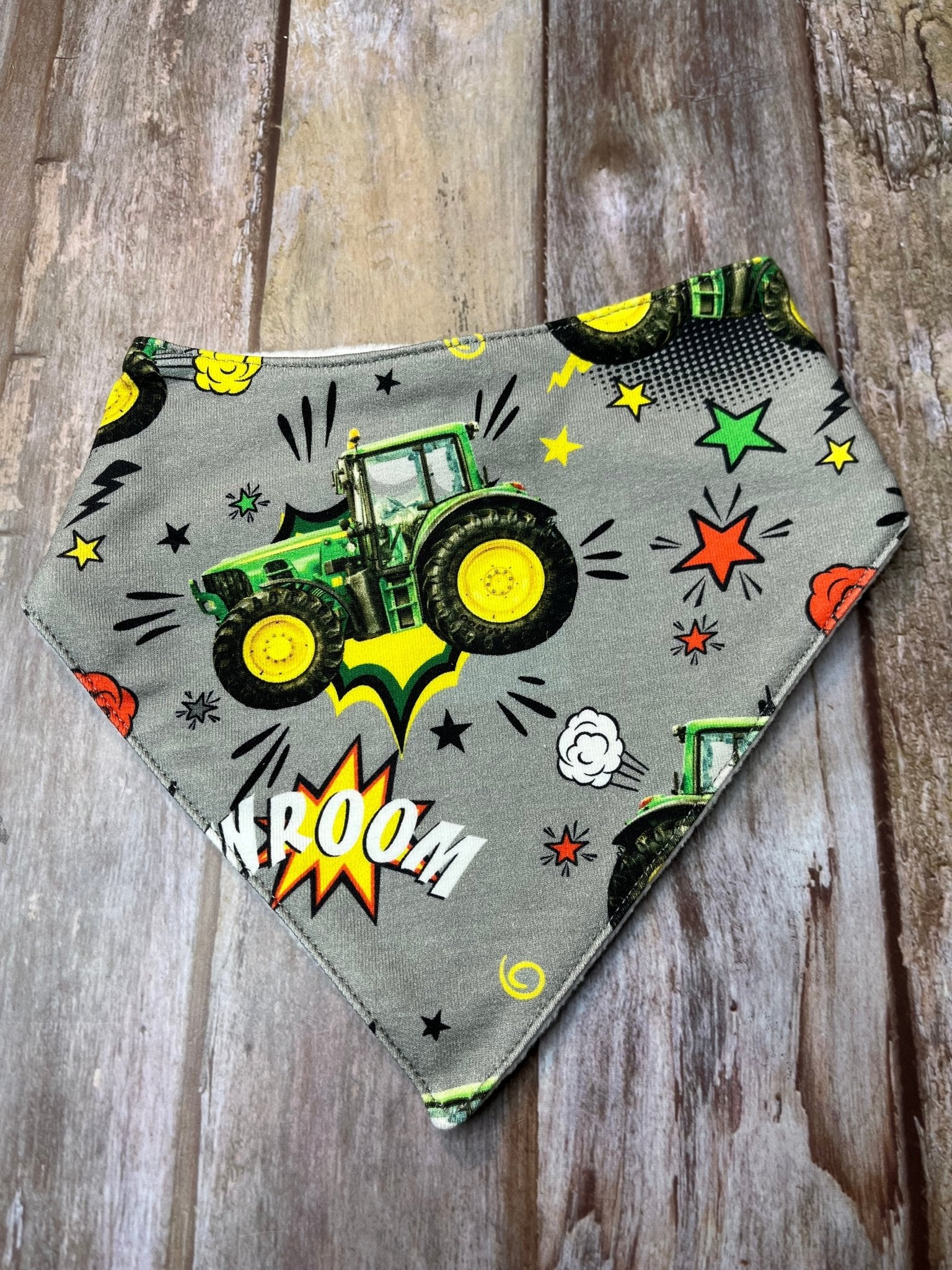 Baby Dribble Bandana Bib 0 - 12 months - Tractor Wroom - Uphouse Crafts