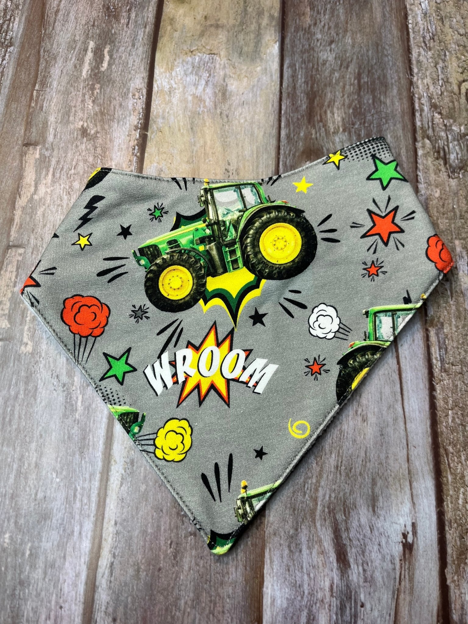 Baby Dribble Bandana Bib 0 - 12 months - Tractor Wroom - Uphouse Crafts