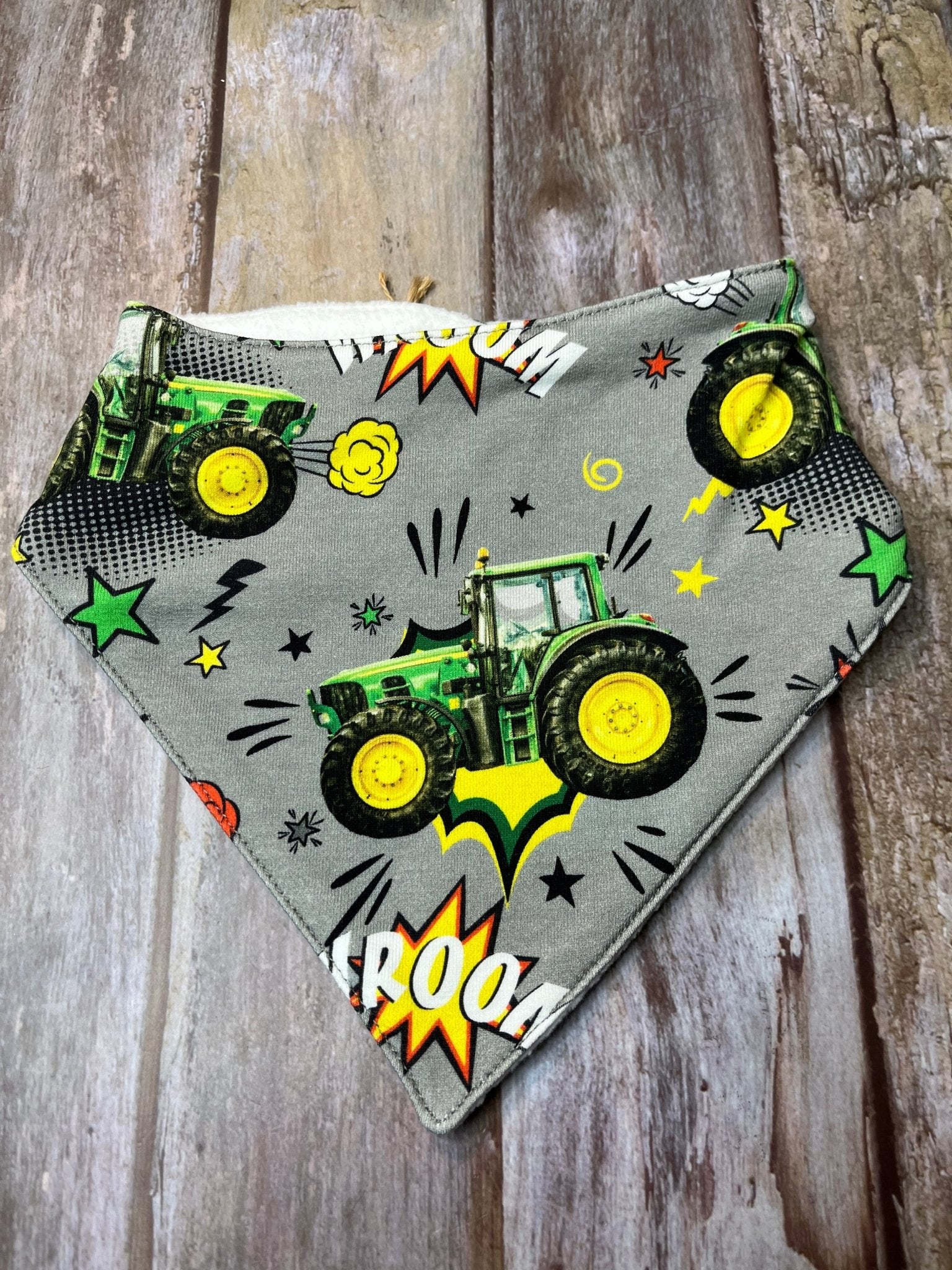 Baby Dribble Bandana Bib 0 - 12 months - Tractor Wroom - Uphouse Crafts