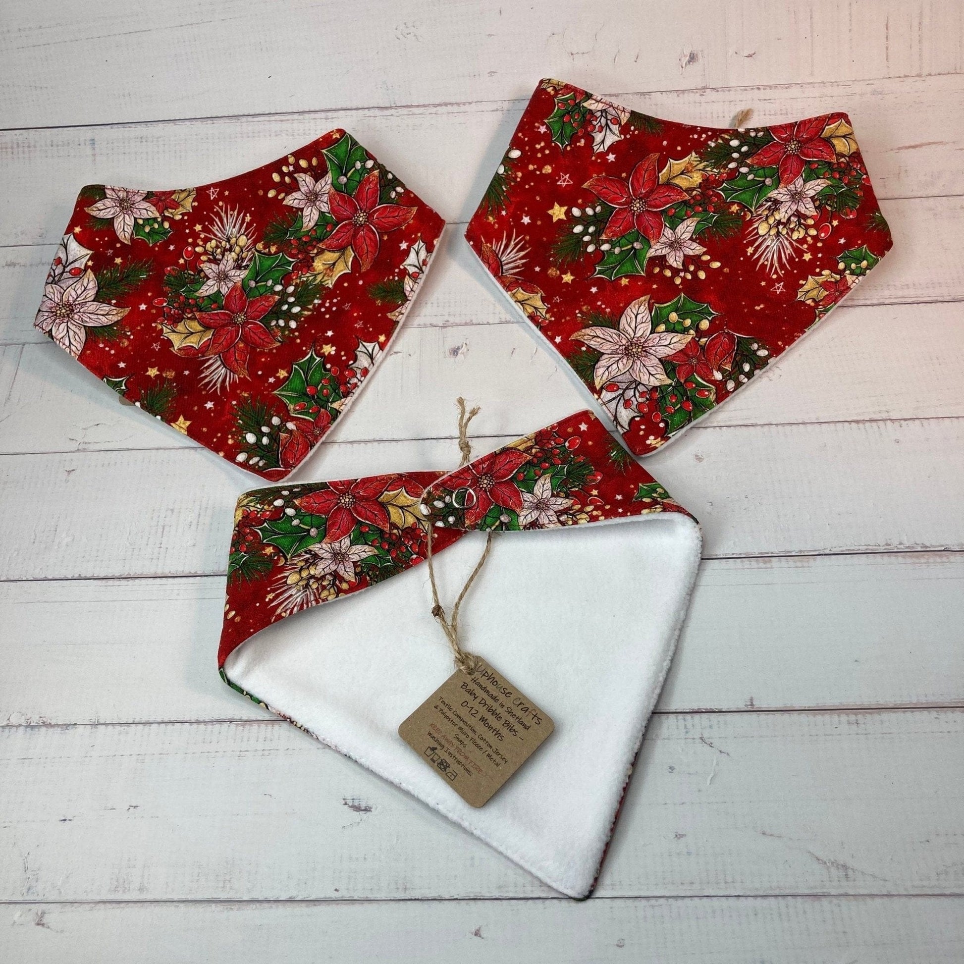 Baby Dribble Bib | Christmas poinsettia