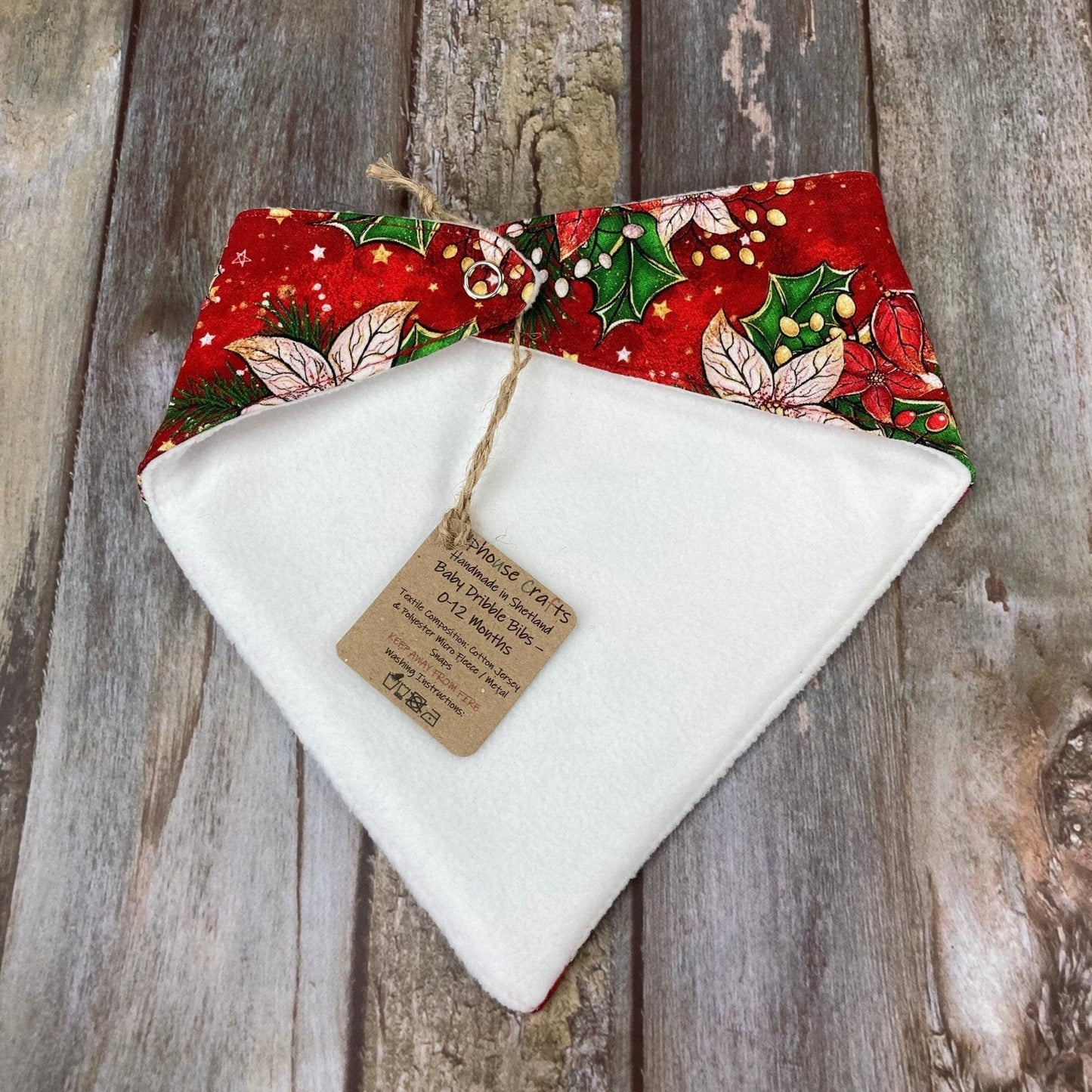 Baby Dribble Bib | Christmas poinsettia