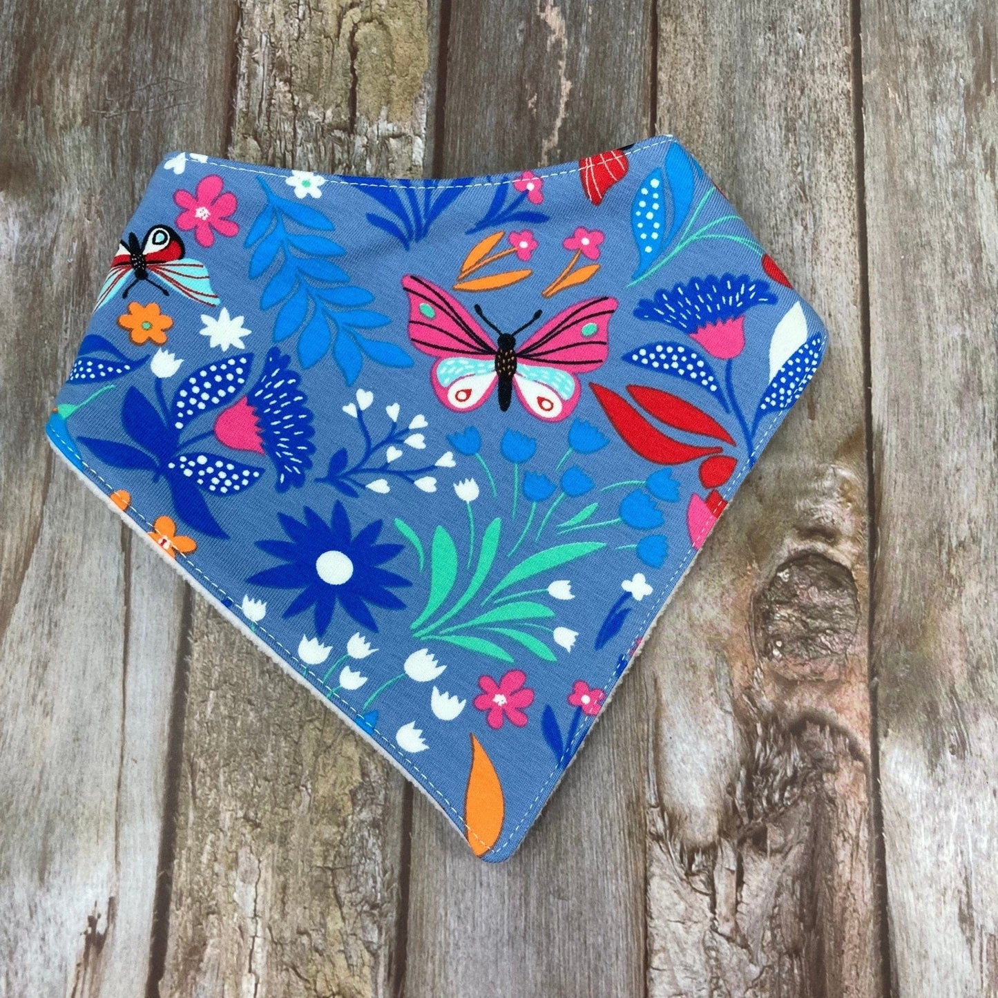 Baby Dribble Bib | Denim Blue Butterfly