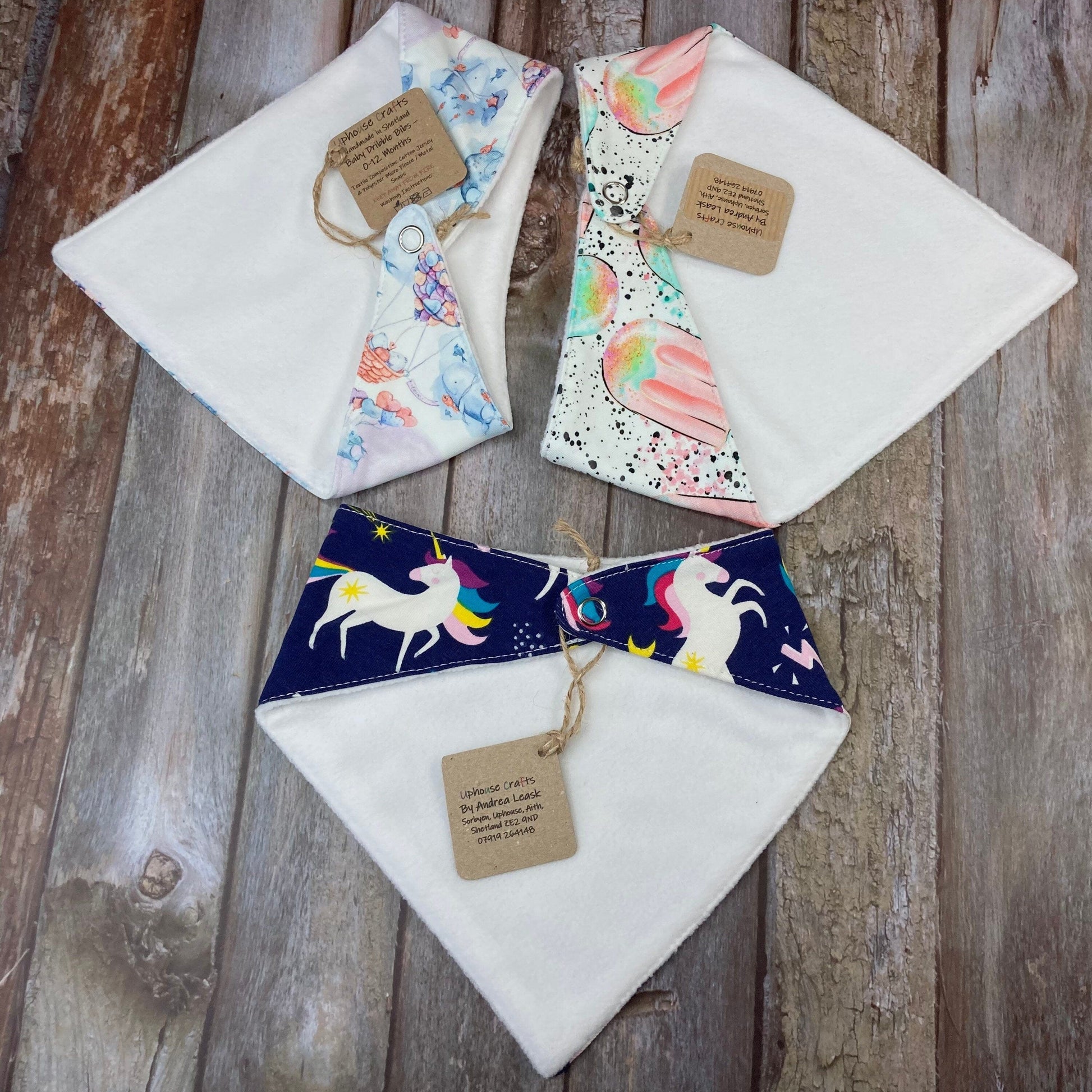 Baby Dribble Bib | Lollipops , Blue Unicorn, Navy Floral, Turquoise