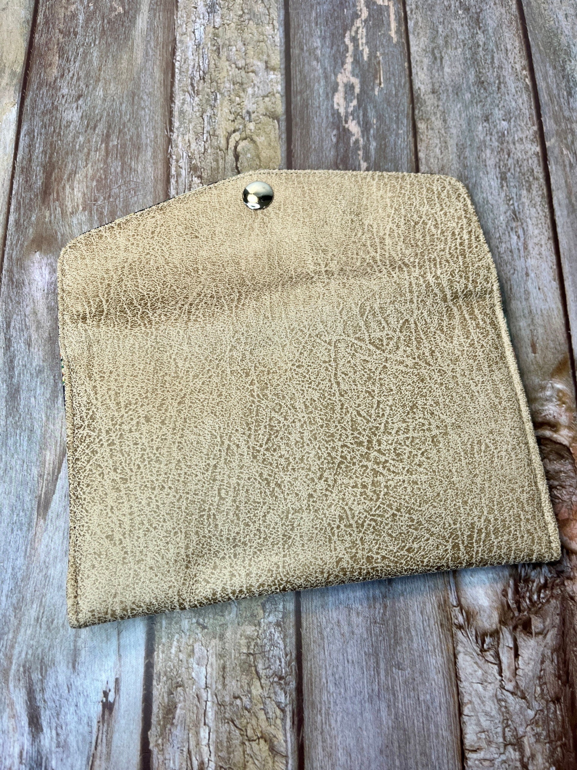 Beige Faux Suede Slim Purse | Patchwork Purse | Phone Clutch Wallet - Uphouse Crafts