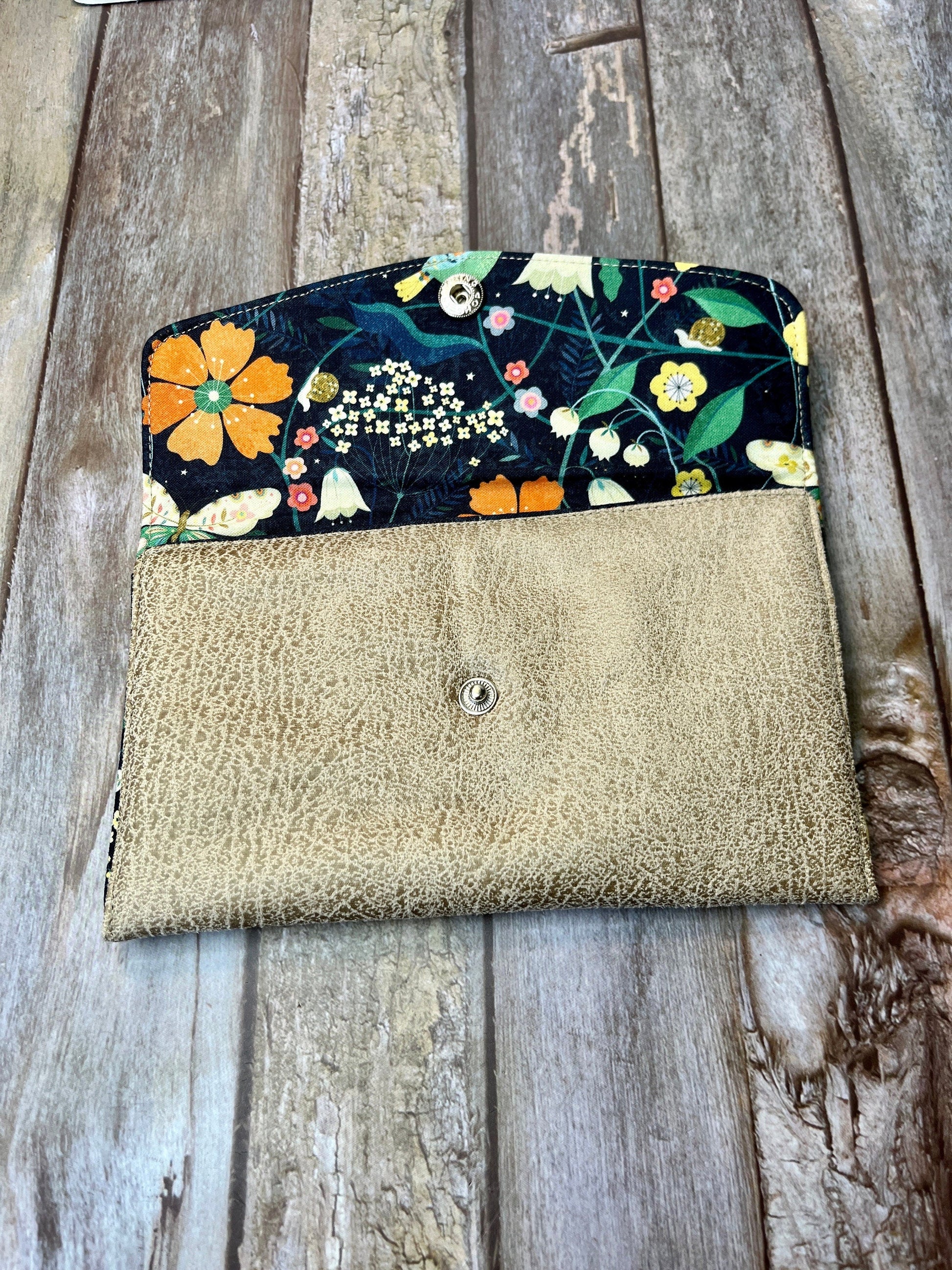 Beige Faux Suede Slim Purse | Patchwork Purse | Phone Clutch Wallet - Uphouse Crafts