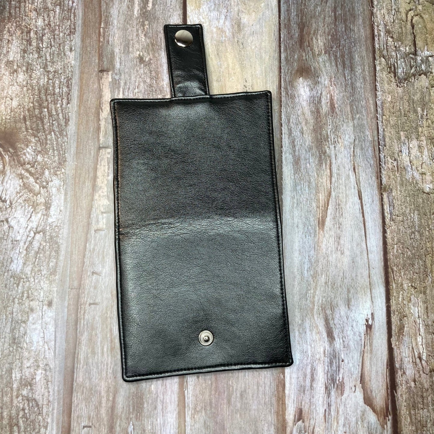 Bi-Fold Black Faux Leather Wallet | Blue Puffin interior