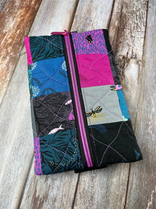 Black Teal Pink Patchwork Notebook Pencil Case - Uphouse Crafts