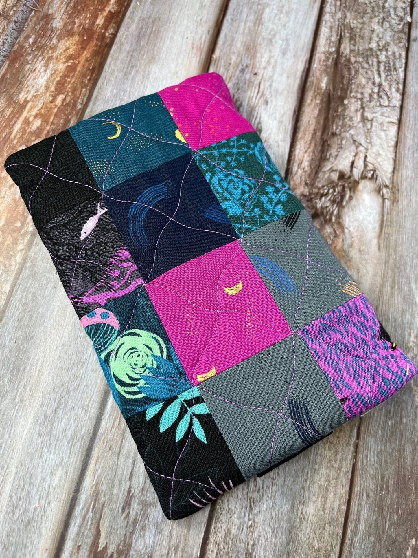 Black Teal Pink Patchwork Notebook Pencil Case - Uphouse Crafts