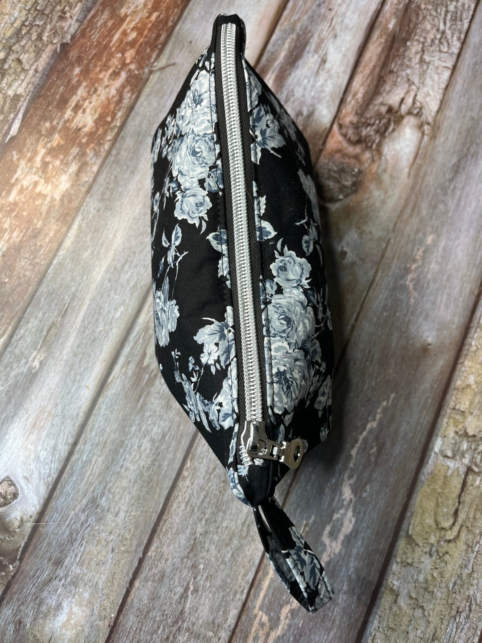 Zip Pouch | Black White Floral