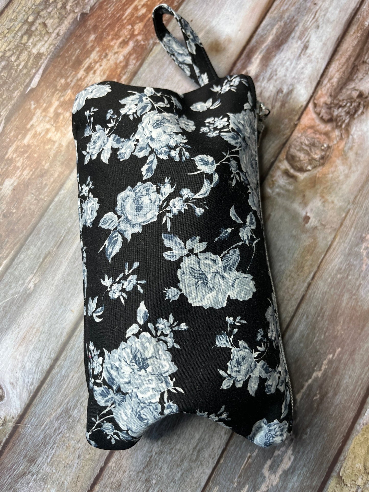 Zip Pouch | Black White Floral