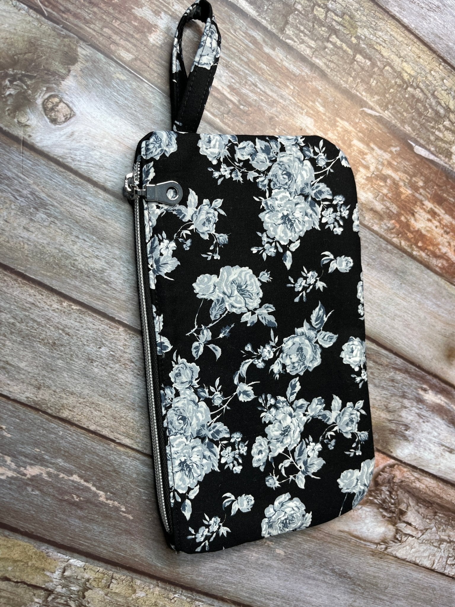 Zip Pouch | Black White Floral