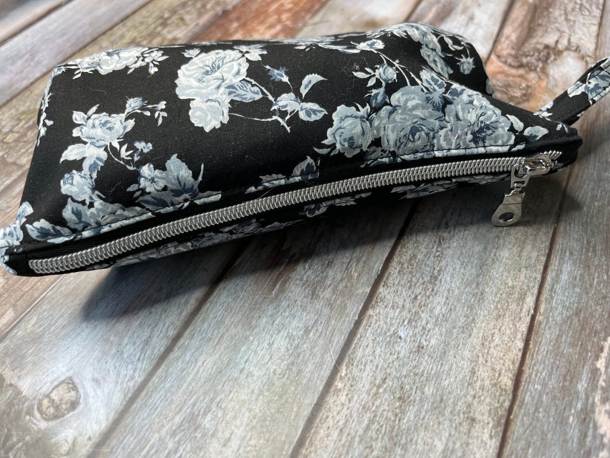 Zip Pouch | Black White Floral