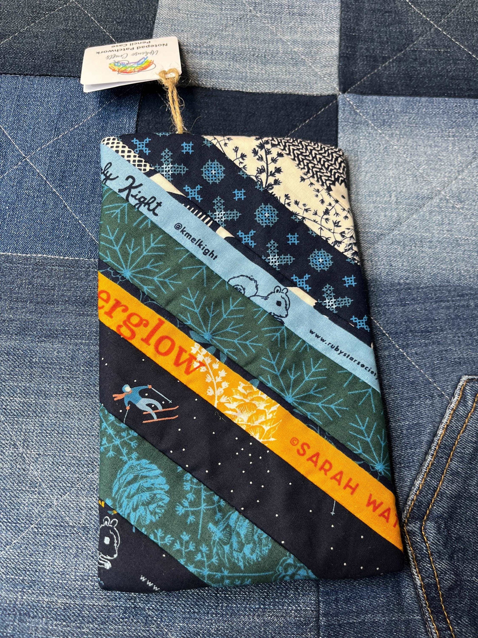 Blue green mustard Patchwork Notebook Pencil Case