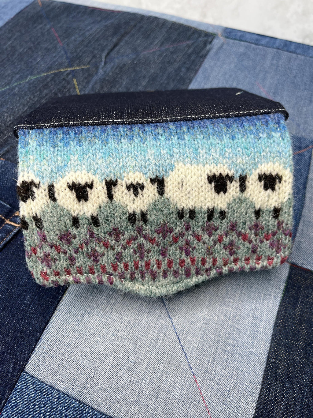 Blue Green Sheep Wool Purse - Uphouse Crafts