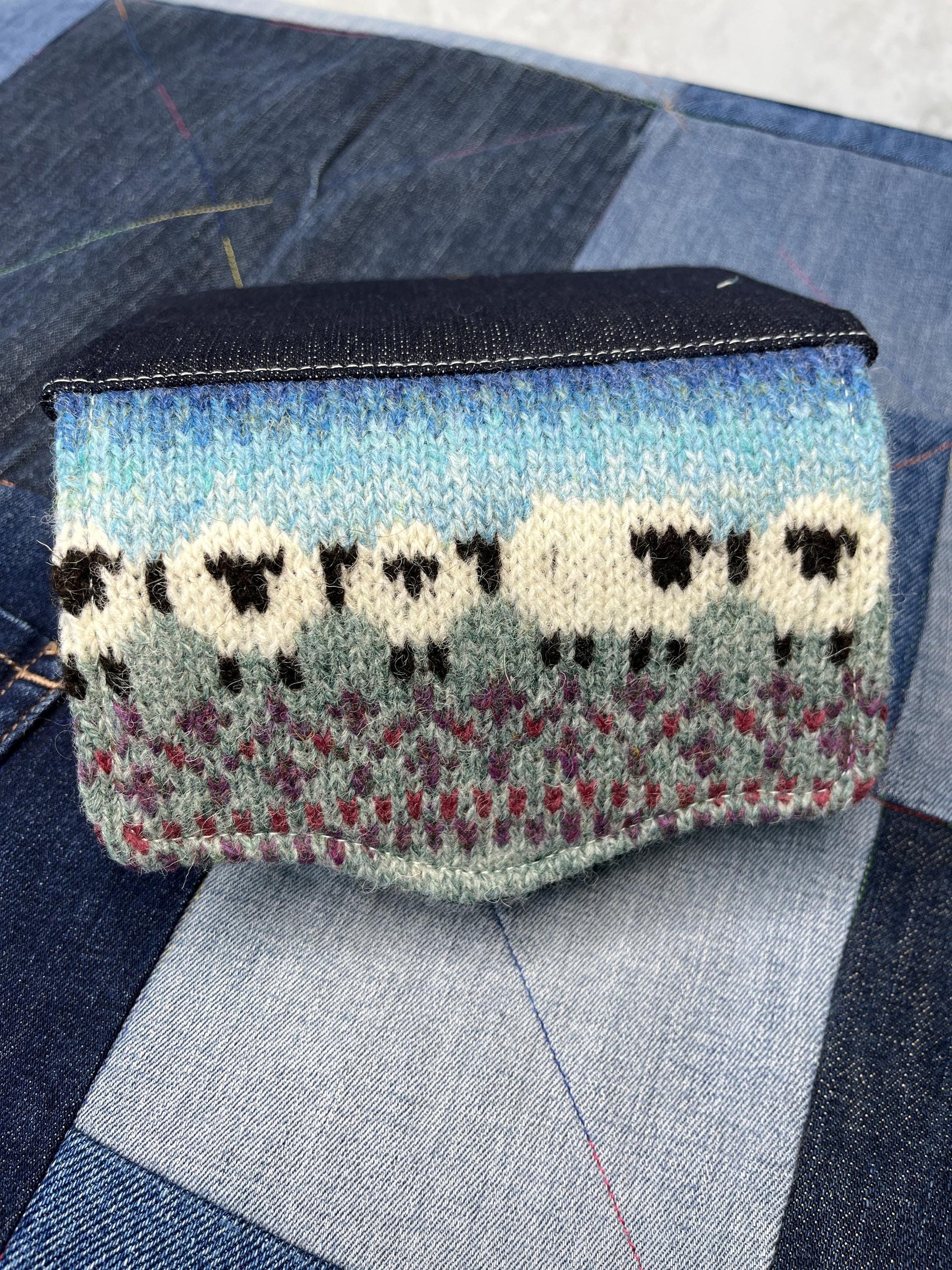 Blue Green Sheep Wool Purse - Uphouse Crafts