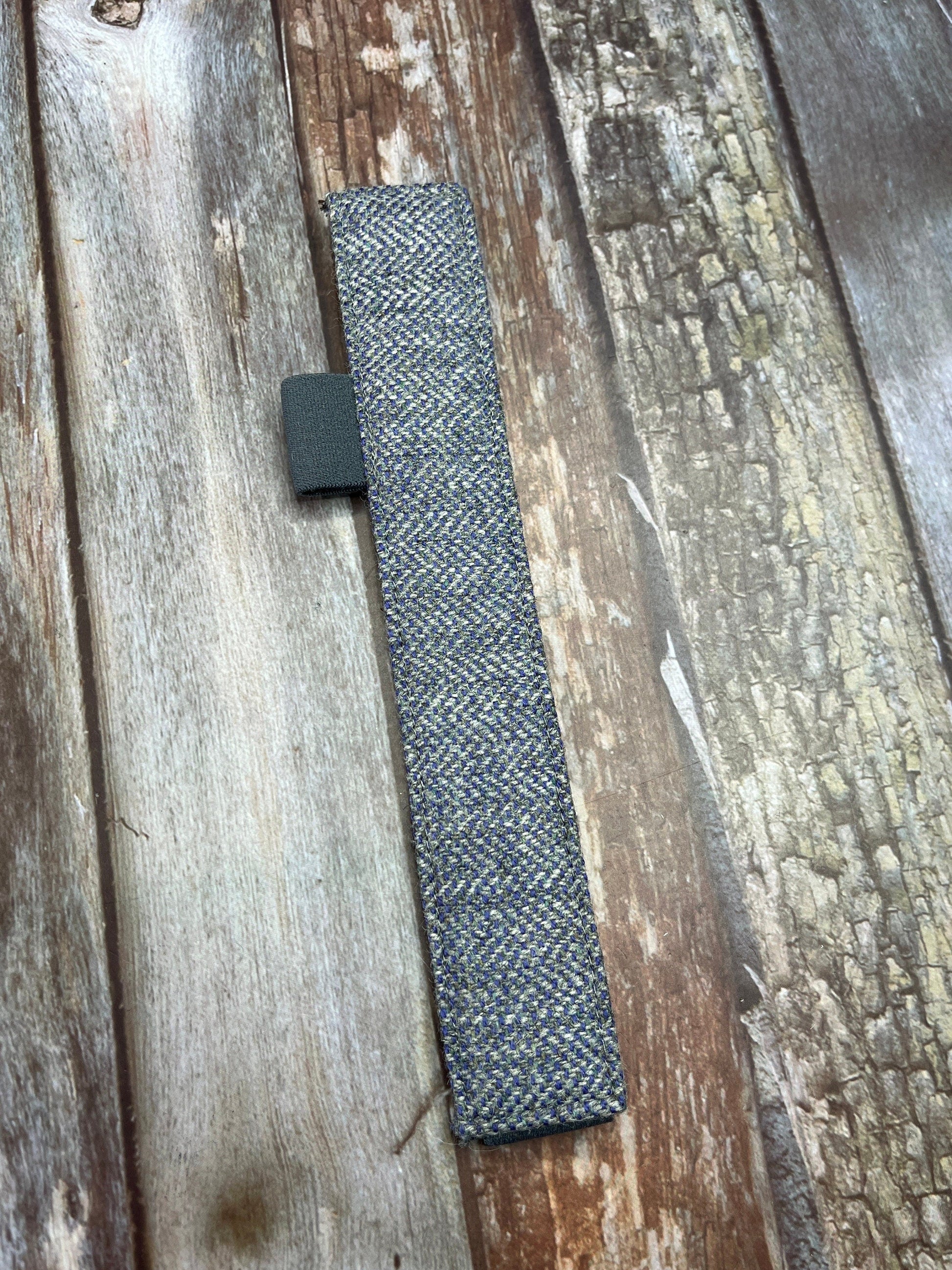 Blue Grey Shetland Tweed Book Mark, A5 Journal Band, Pen holder - Uphouse Crafts