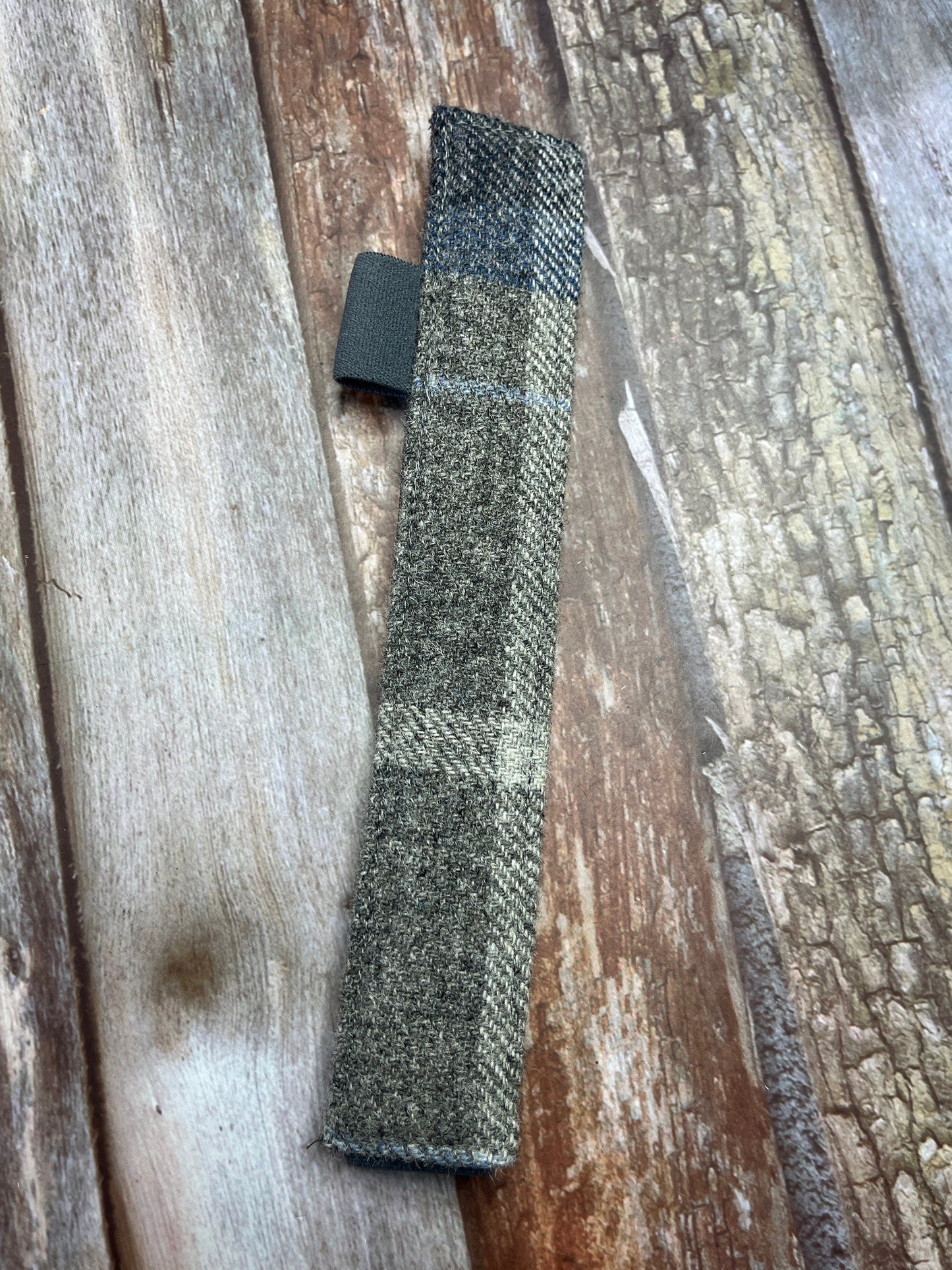 Blue Grey Shetland Tweed Book Mark, A5 Journal Band, Pen holder - Uphouse Crafts