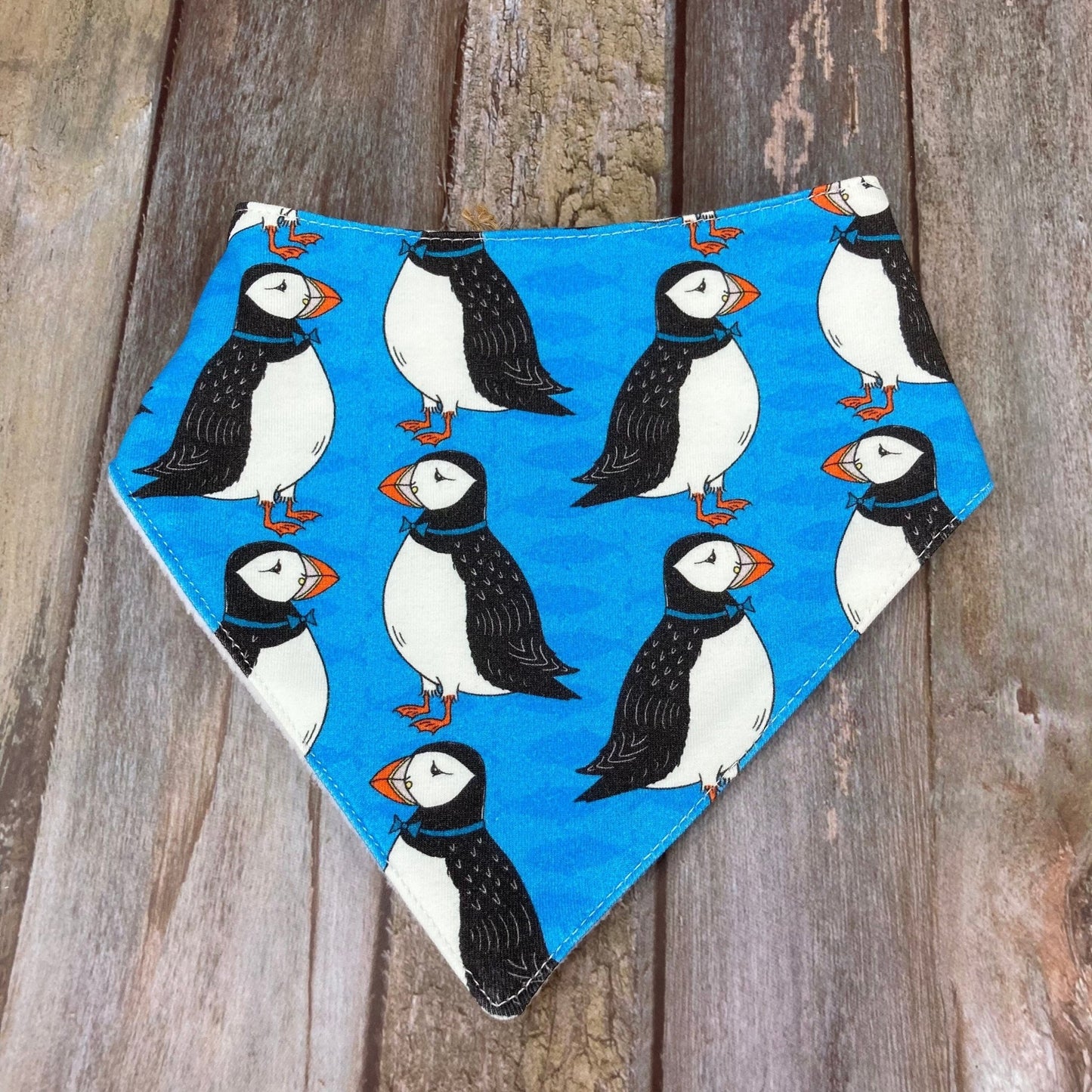 Blue Puffin Baby Dribble Bandana Bib 0 - 12 Months - Uphouse Crafts