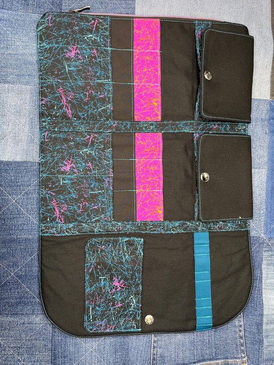 Blue Teal Teddy Bear Knitting Needle Case & Zip Pouch - Uphouse Crafts