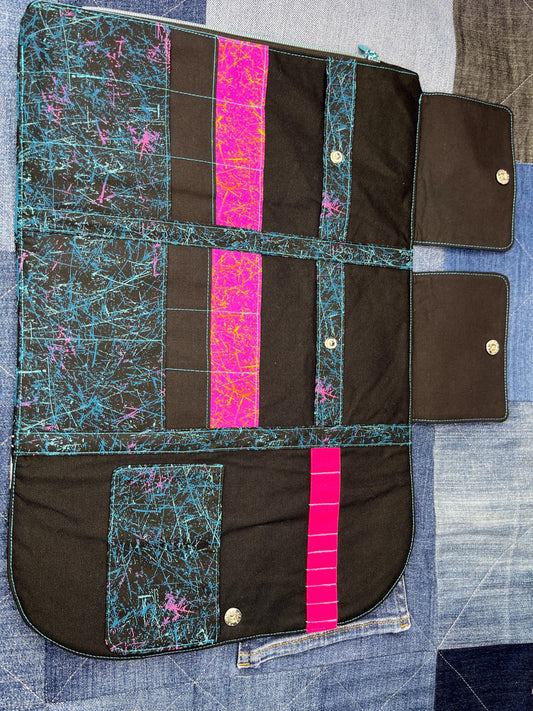 Blue Teal Teddy Bear Knitting Needle Case & Zip Pouch - Uphouse Crafts