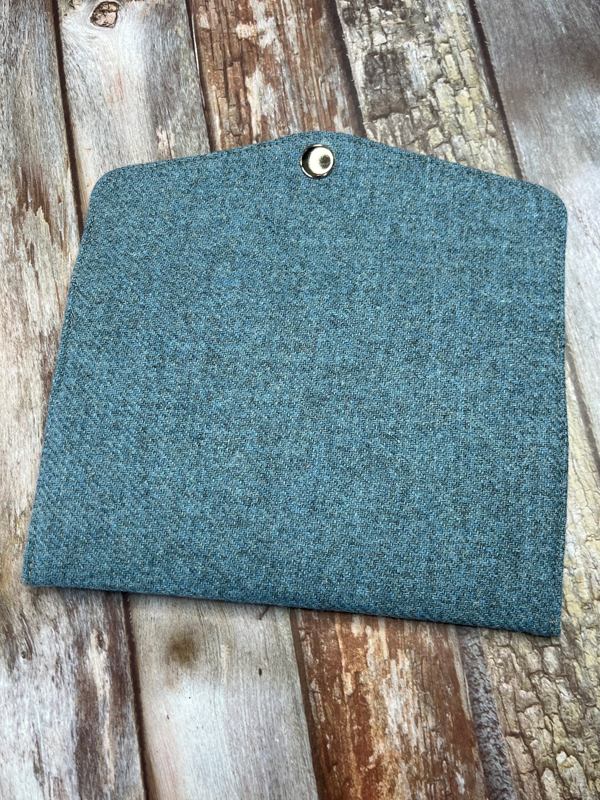 Blue Tweed Slim Purse | Patchwork Purse | Phone Clutch Wallet - Uphouse Crafts