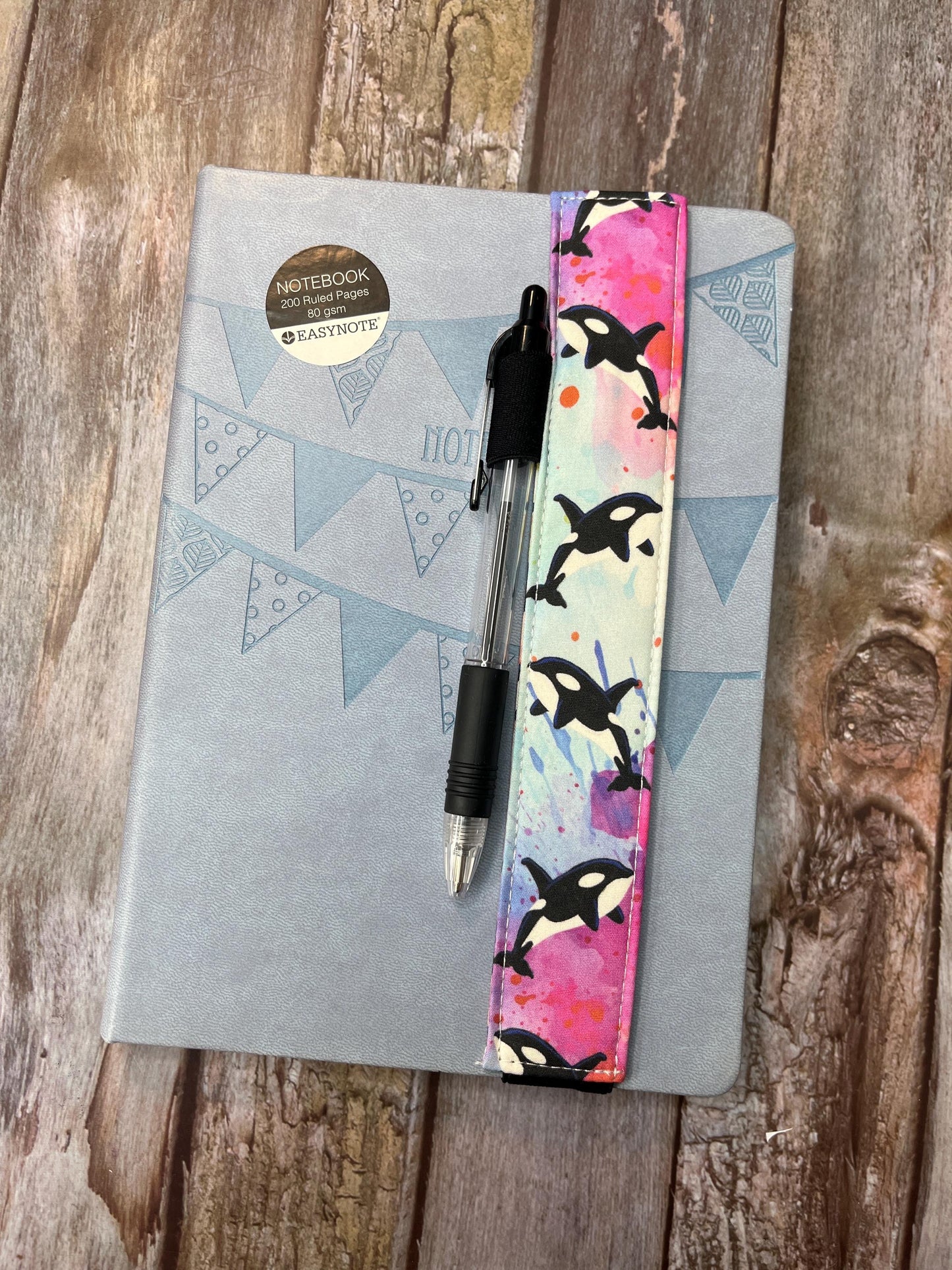 Book Mark | Rainbow Orca with Black Elastic purples