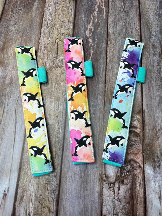 Book Mark | Rainbow Orca with Mint Elastic - Uphouse Crafts