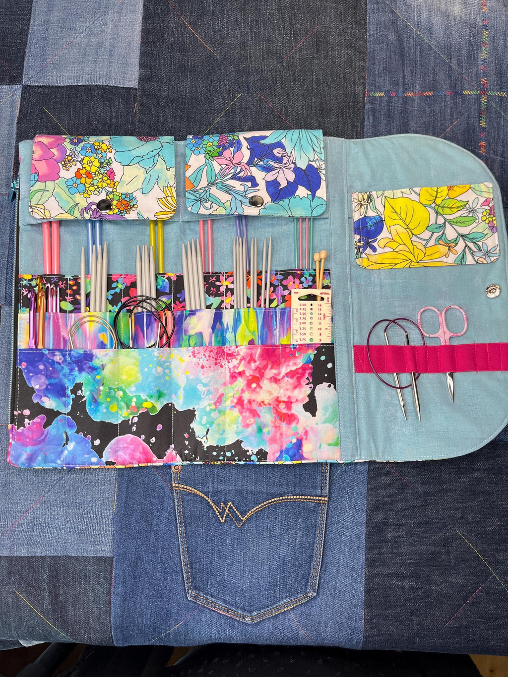 Bright Floral Knitting Needle Case & Zip Pouch - Uphouse Crafts