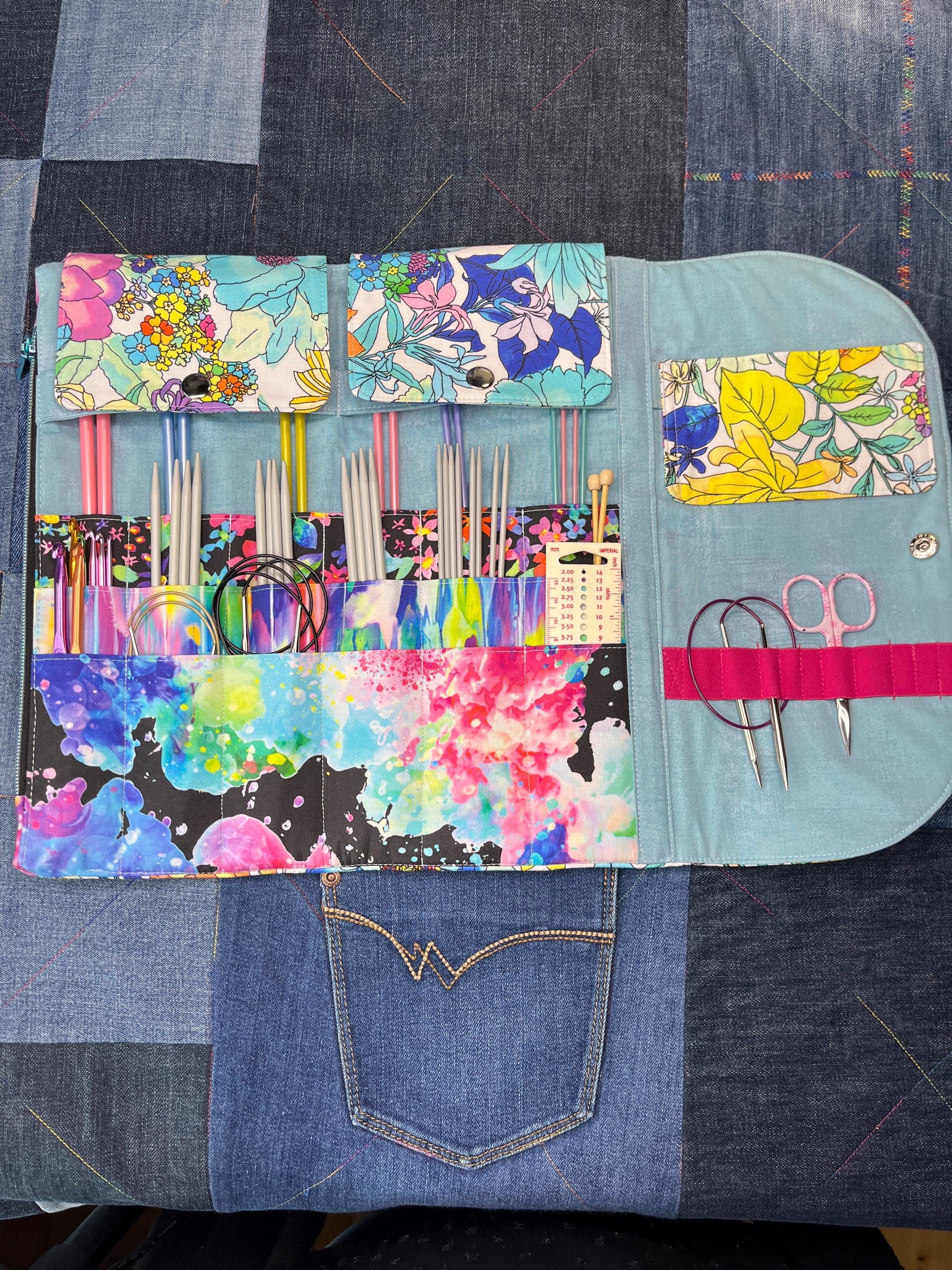 Bright Floral Knitting Needle Case & Zip Pouch - Uphouse Crafts